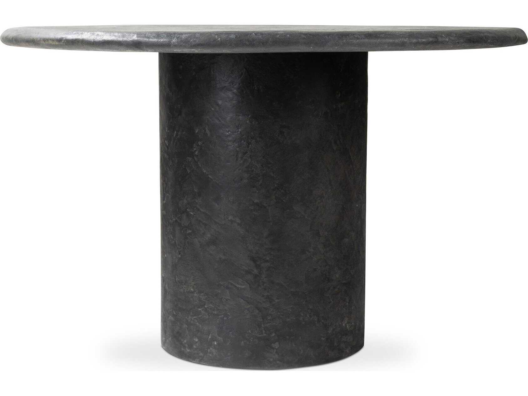 Four Hands Chandler Round Textured Black Concrete Dining Table
