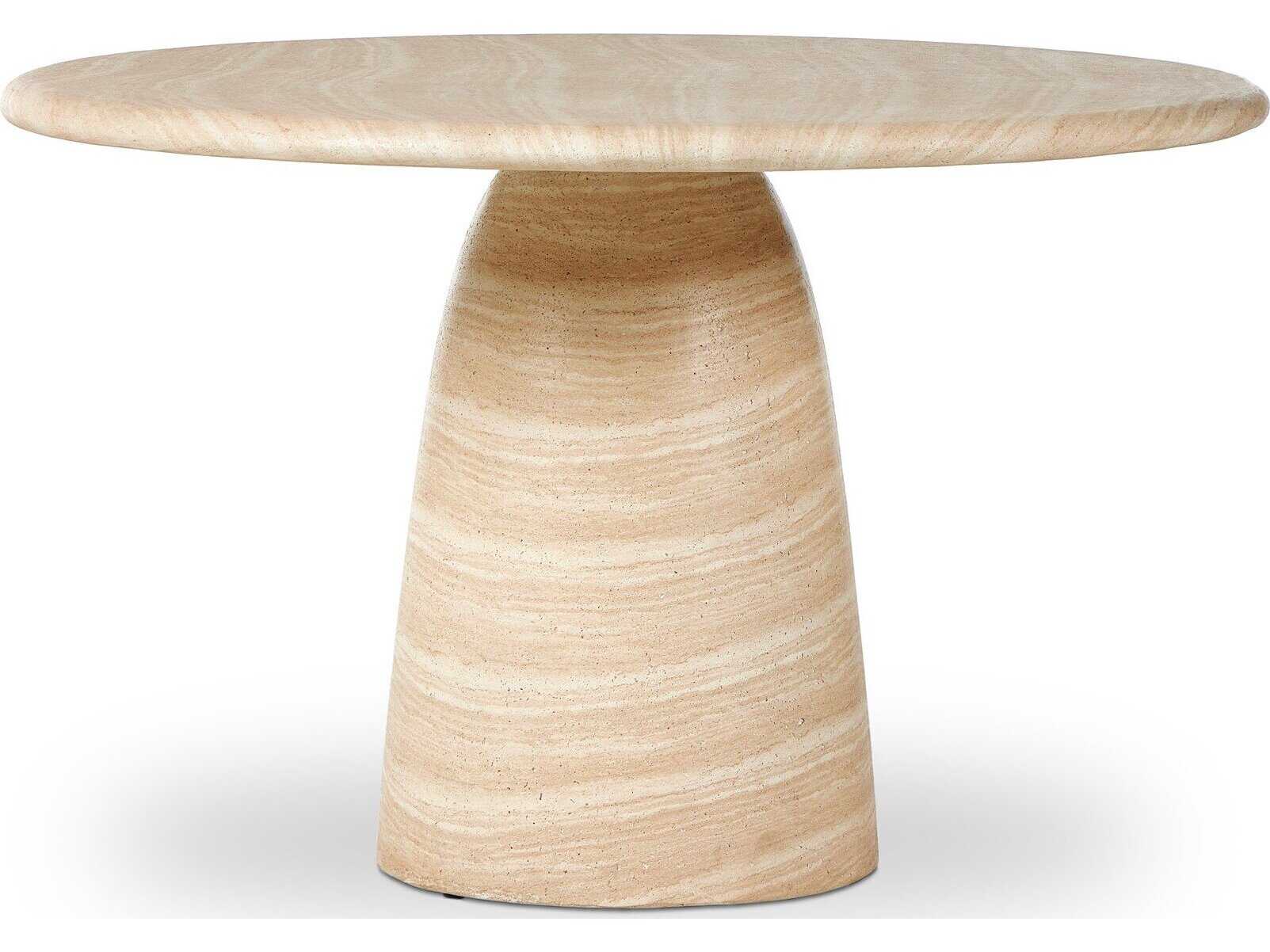 Four Hands Chandler Round Concrete Sand Striae Dining Table