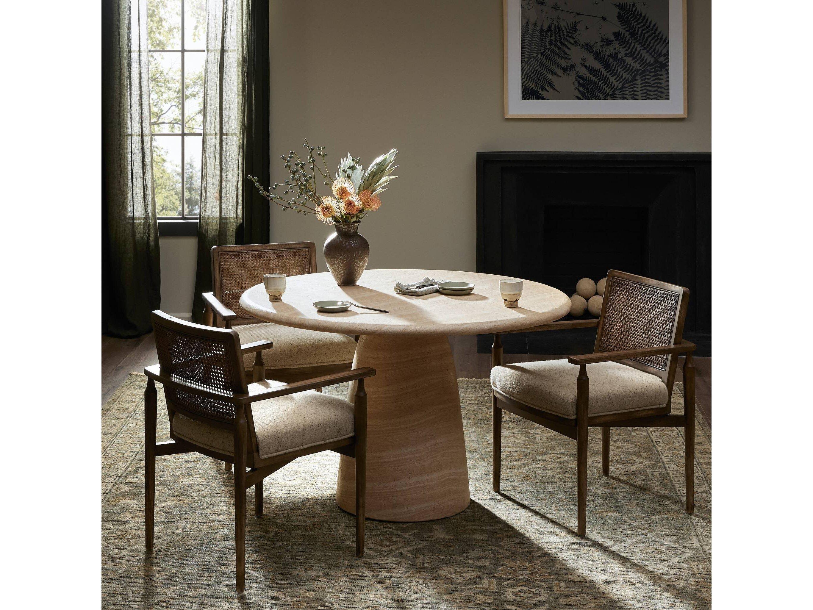 Four Hands Chandler Round Concrete Sand Striae Dining Table