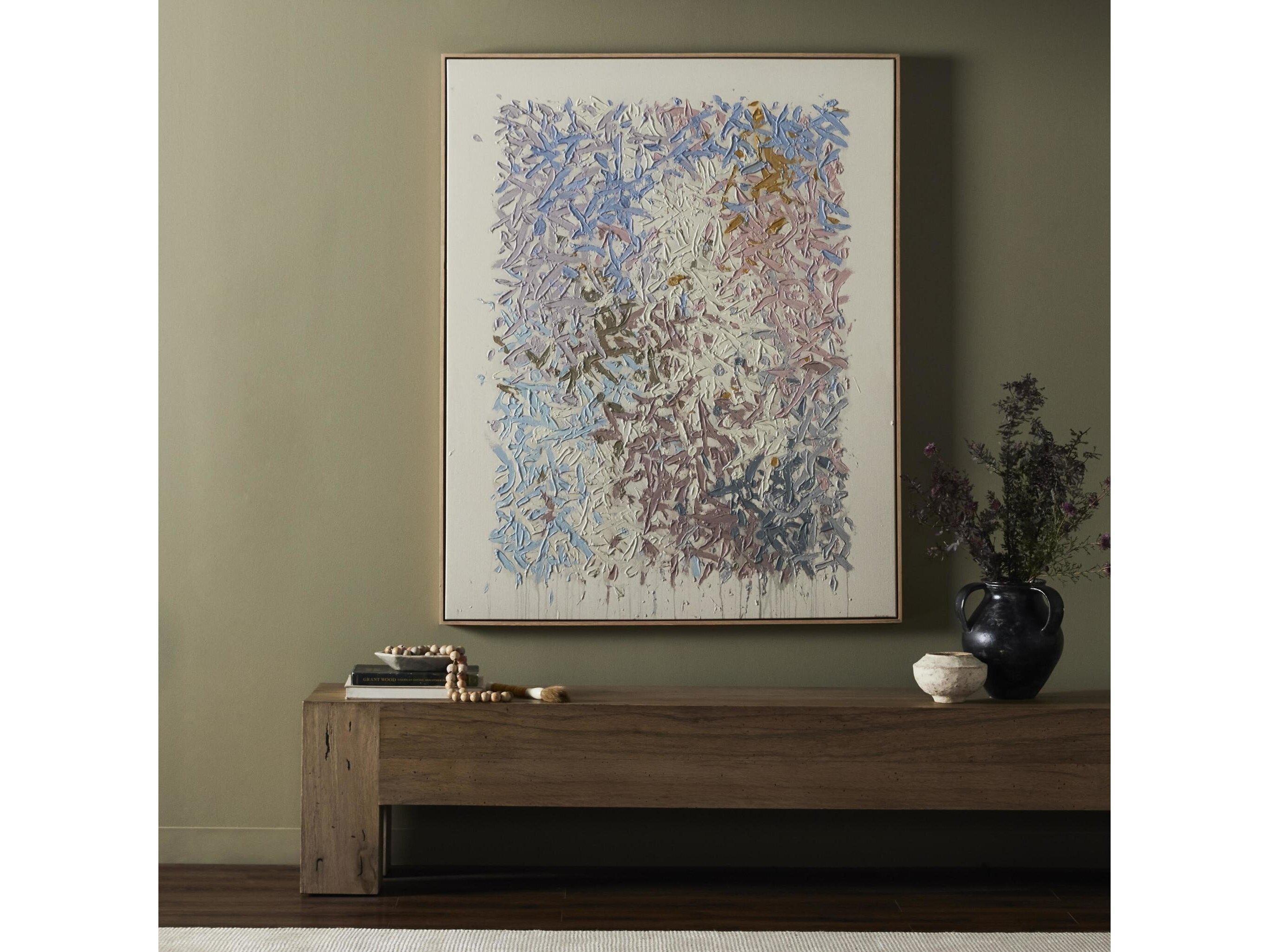 Four Hands Art Studio Our Hands Are Open No. 14 by Tyler Guinn Vertical Grain White Oak Floater Canvas Wall Art