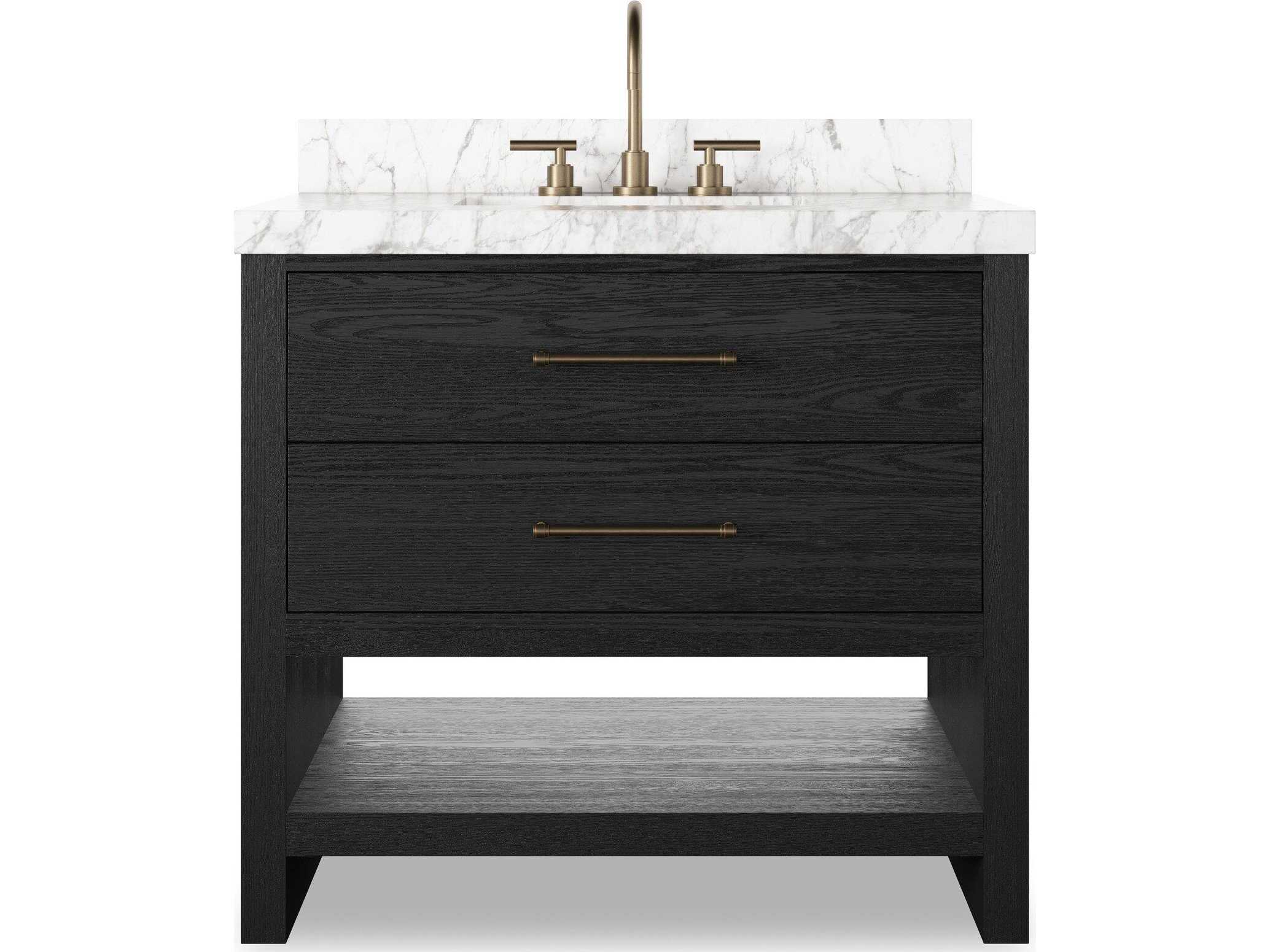 Four Hands Anthem Single Vanity - Black Wash Oak Veneer