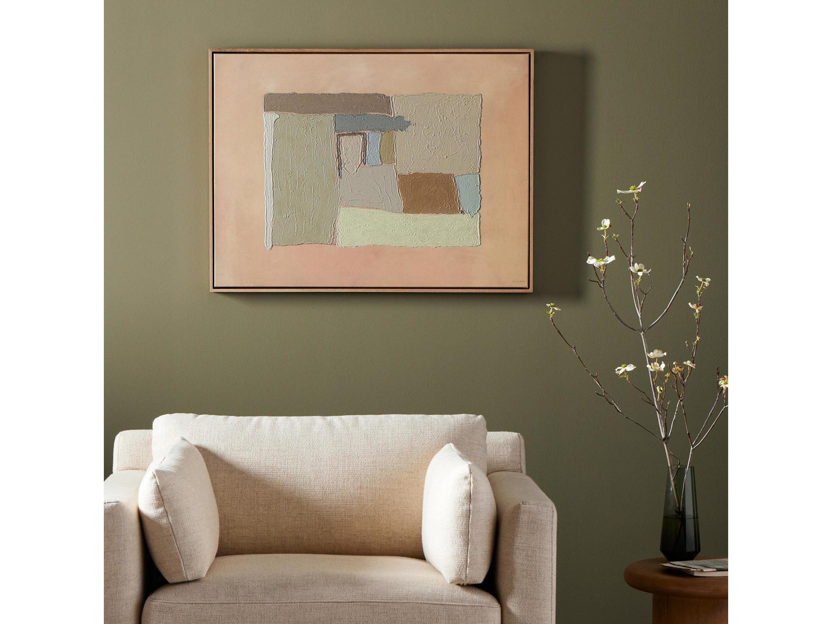 Four Hands Art Studio Earthenware by Tyler Guinn Vertical Grain White Oak Floater Canvas Wall Art