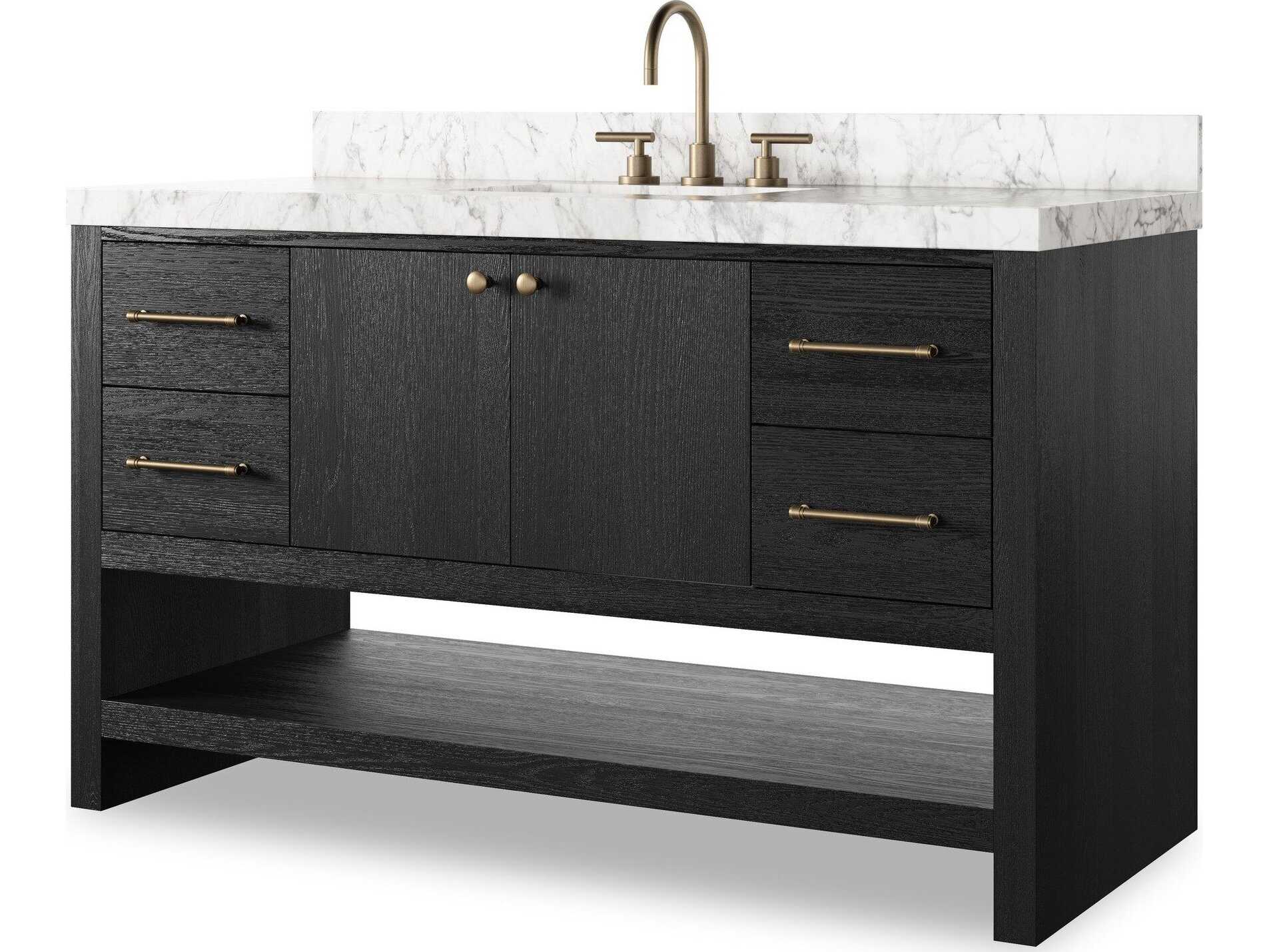 Four Hands Anthem Single Wide Vanity - Black Wash Oak Veneer