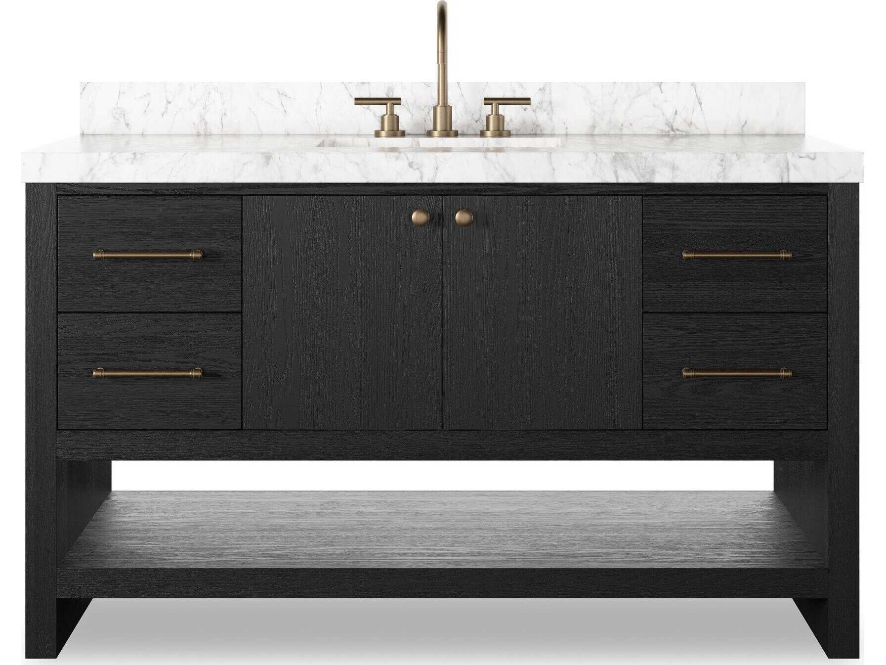 Four Hands Anthem Single Wide Vanity - Black Wash Oak Veneer