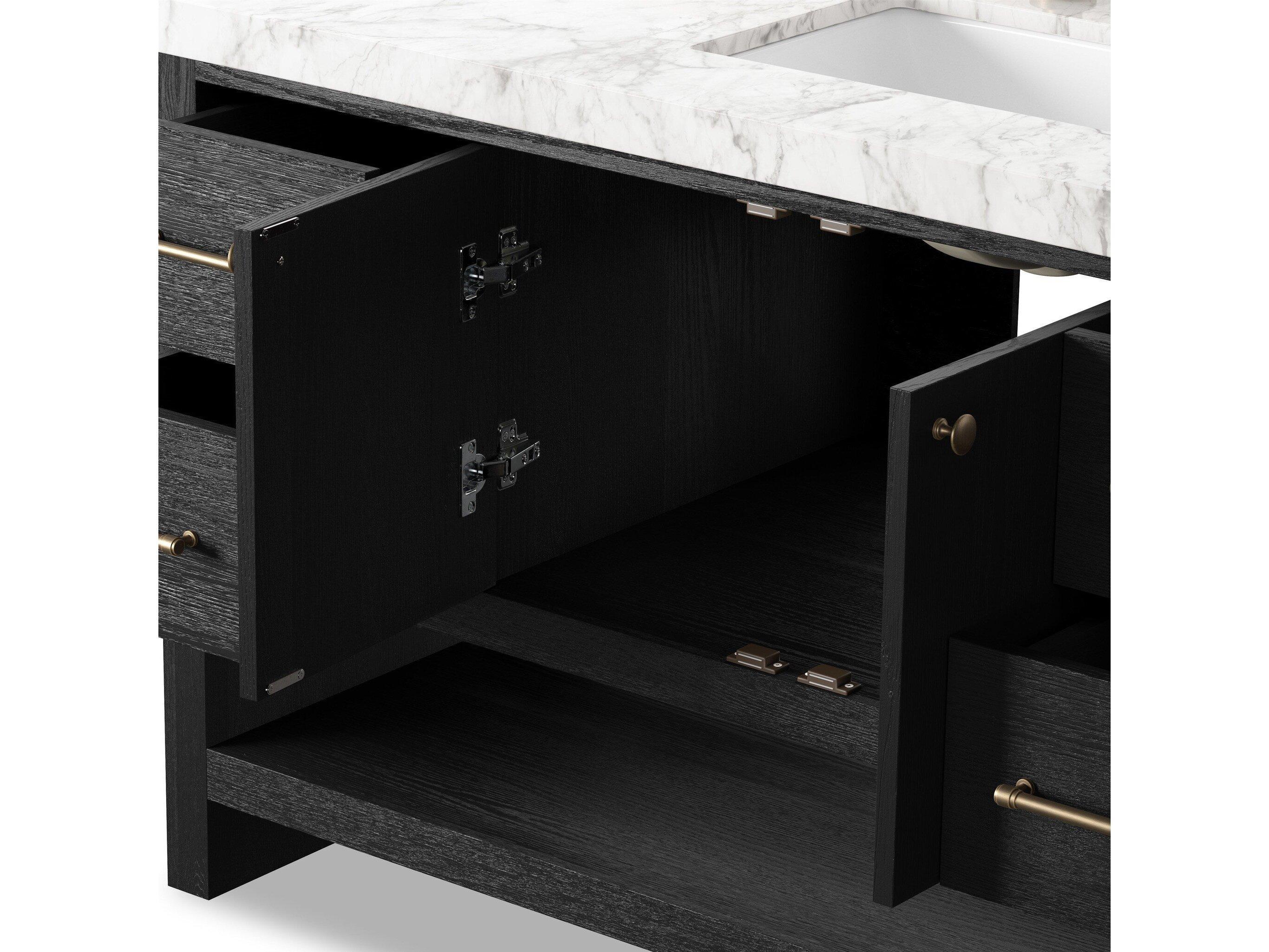 Four Hands Anthem Single Wide Vanity - Black Wash Oak Veneer