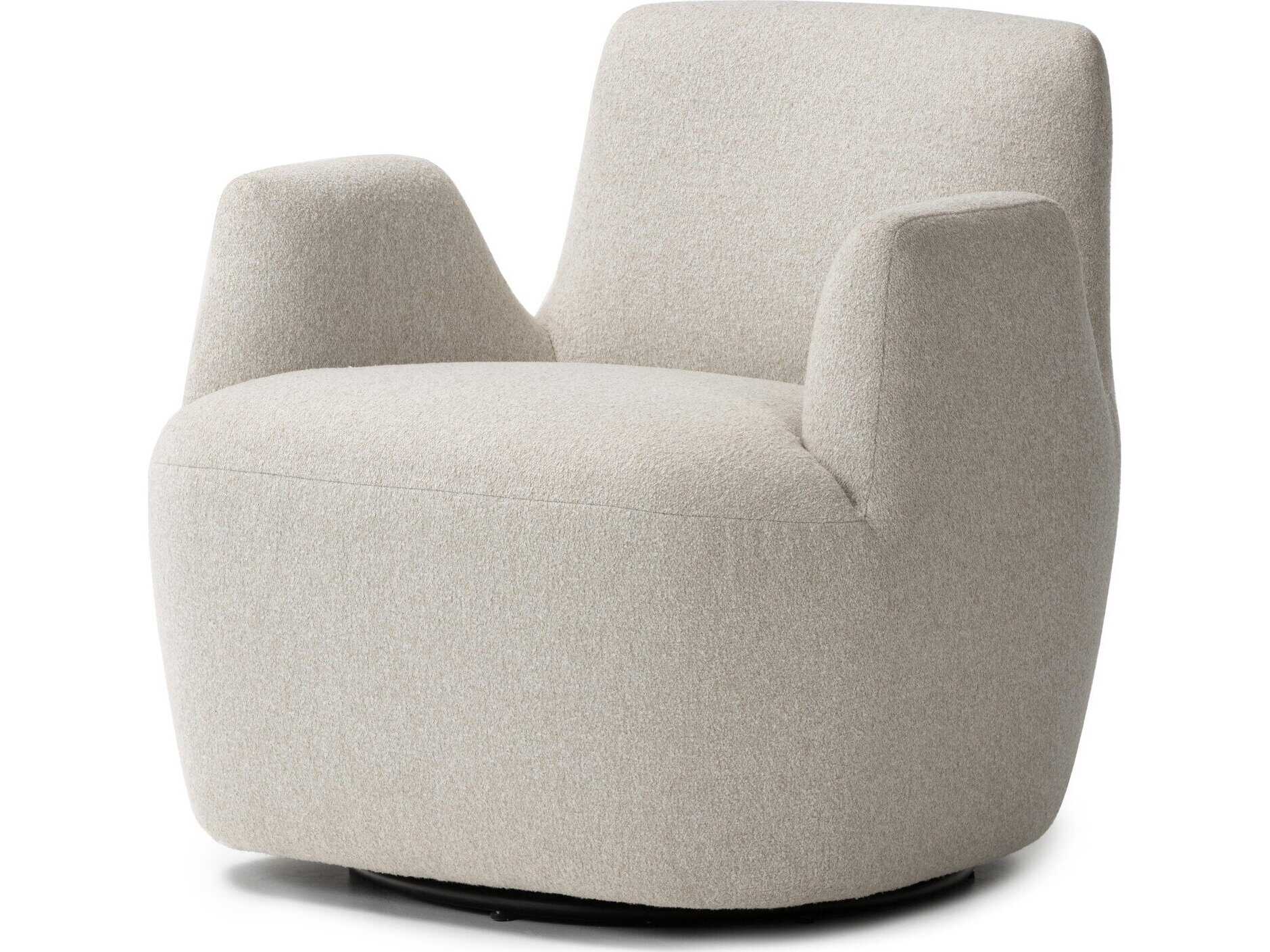 Four Hands Farrow Swivel White Fabric Accent Chair
