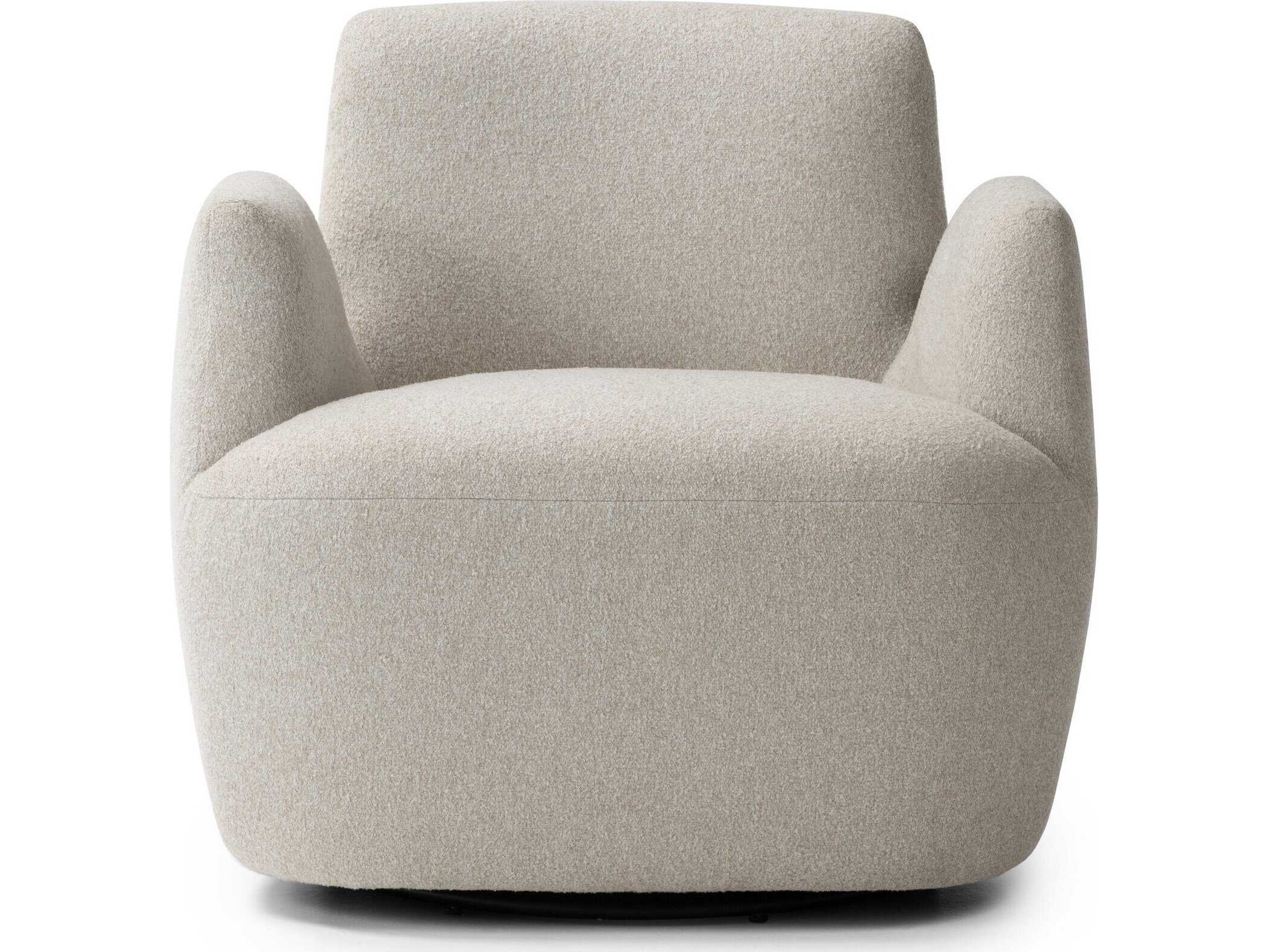 Four Hands Farrow Swivel White Fabric Accent Chair
