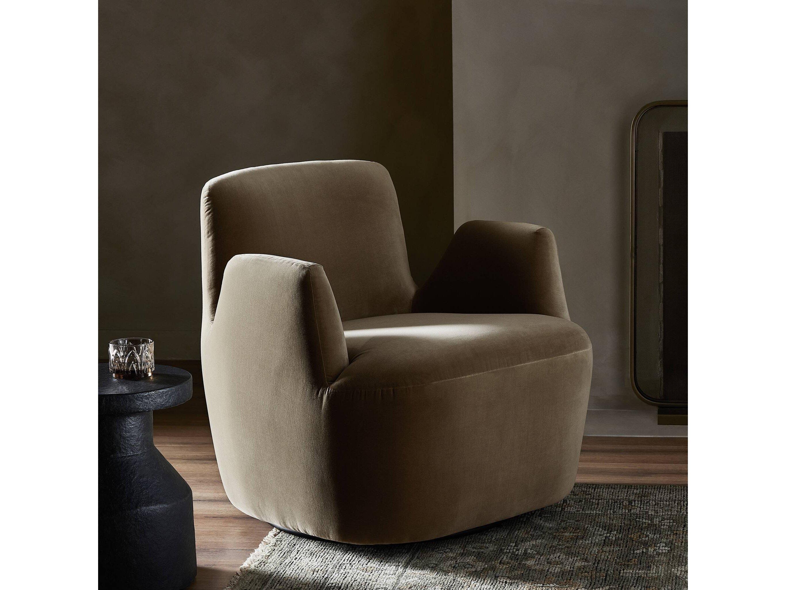 Four Hands Farrow Swivel Green Fabric Accent Chair