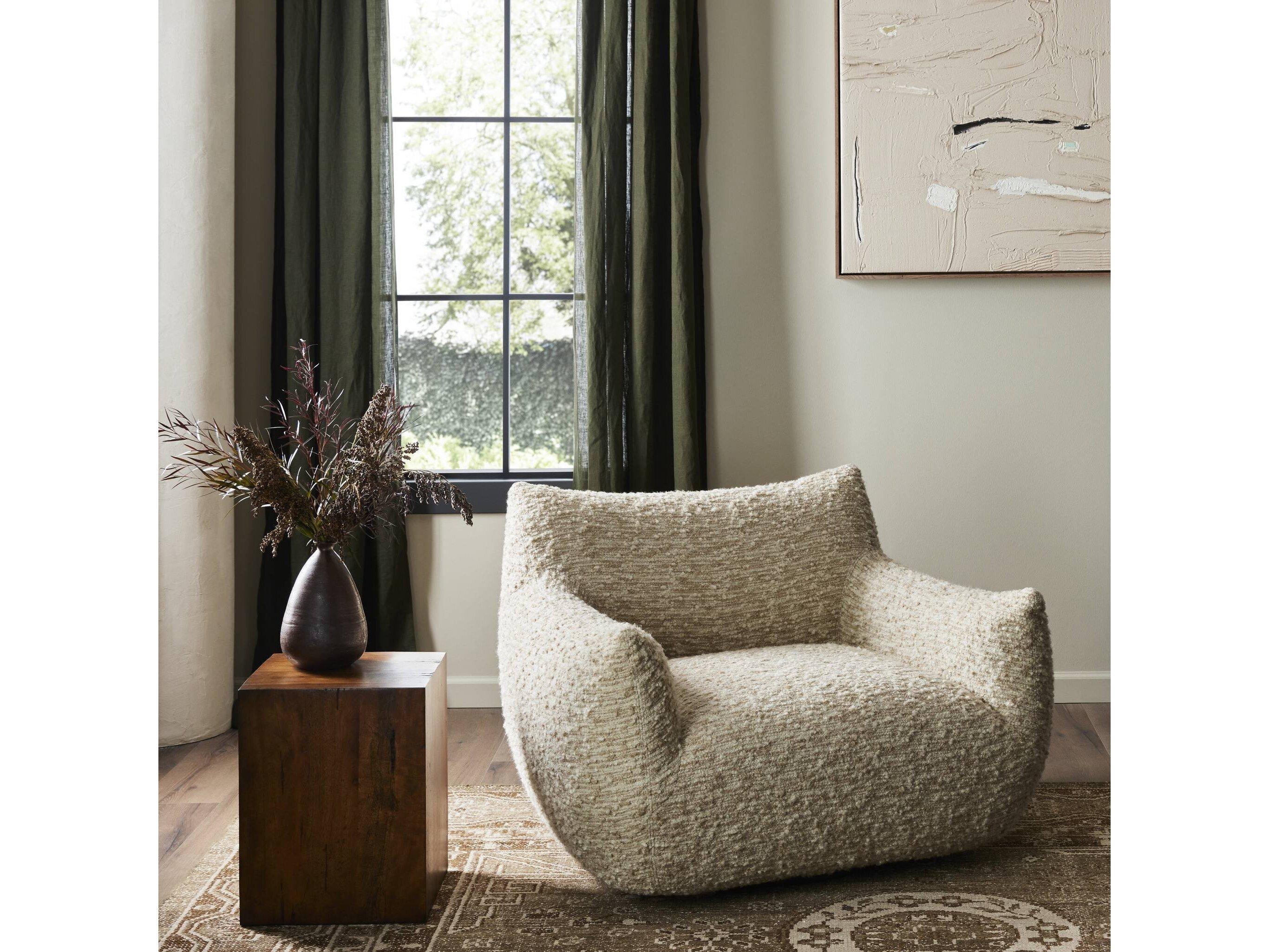 Four Hands Oslo Swivel Beige Fabric Accent Chair