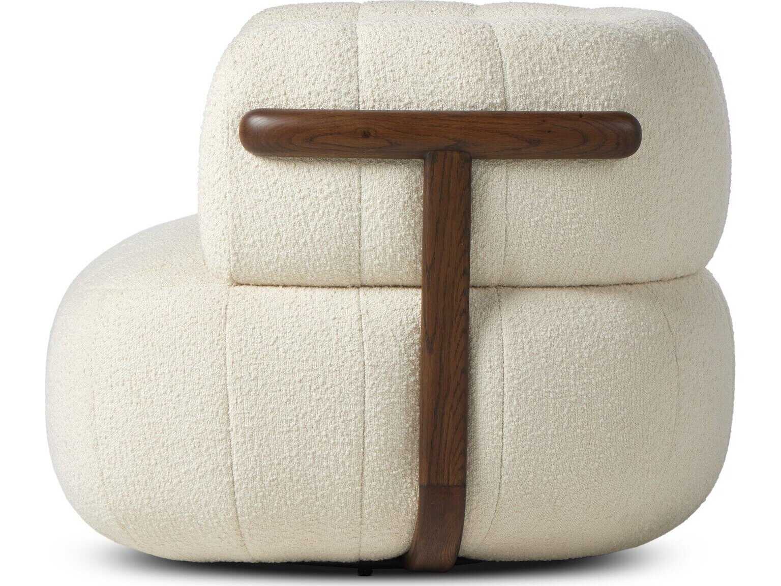 Four Hands Farrow Swivel White Fabric Accent Chair