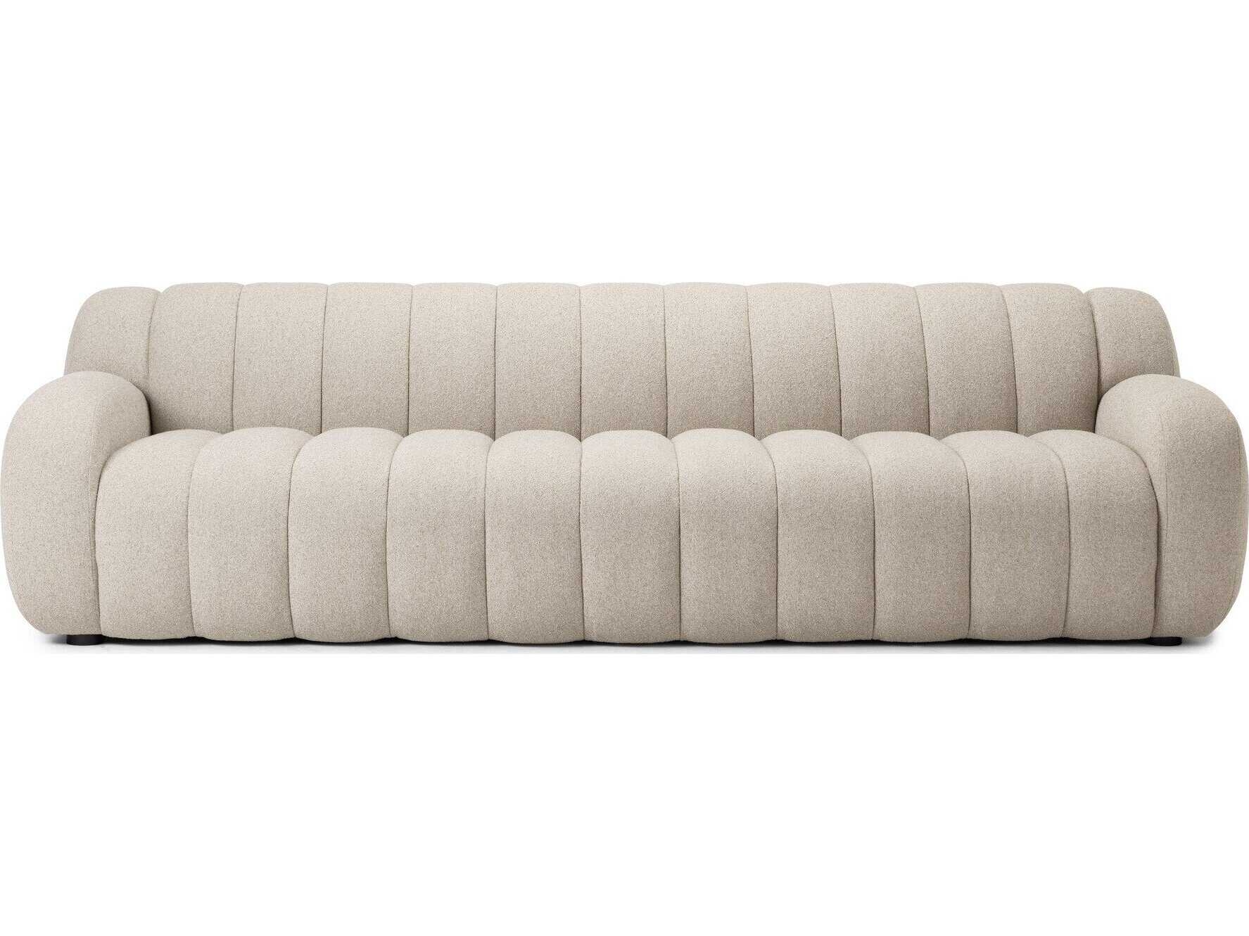 Four Hands Oslo Weslie Flax Black Parawood White Upholstered Sofa