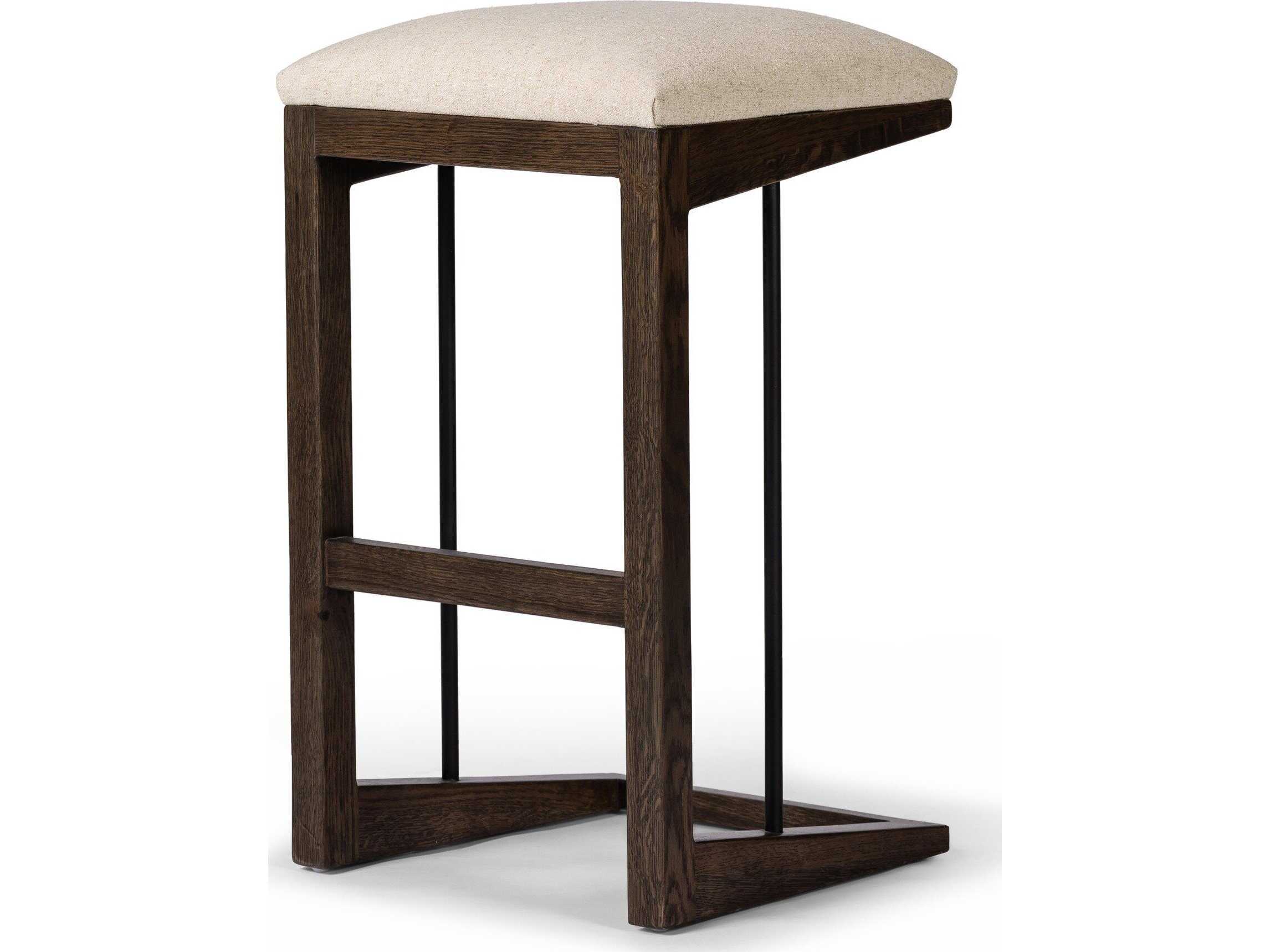 Four Hands Westgate Upholstered Oak Wood Bar Stool