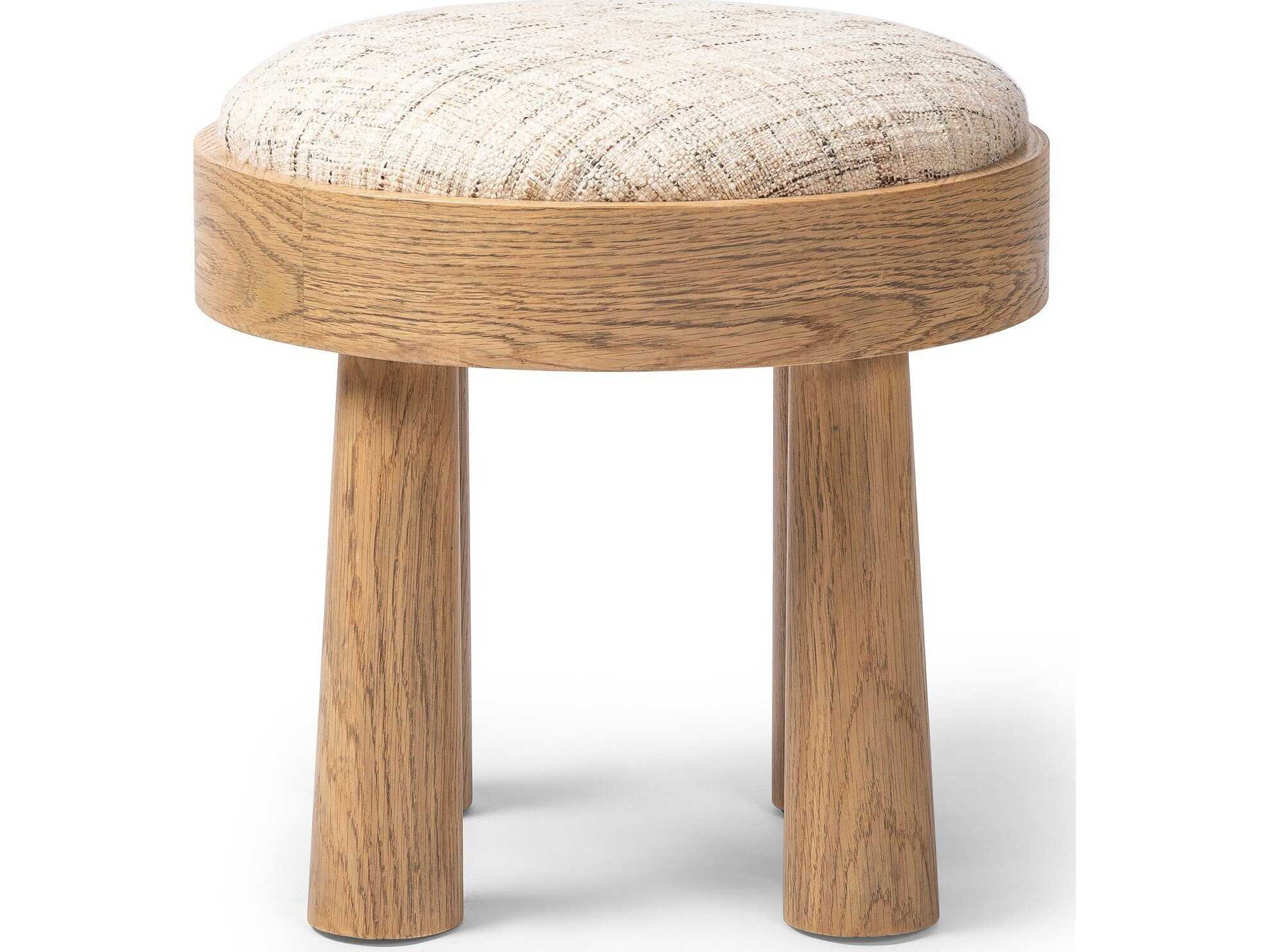 Four Hands Townsend Louise Ostend Natural Upholstered Accent Stool