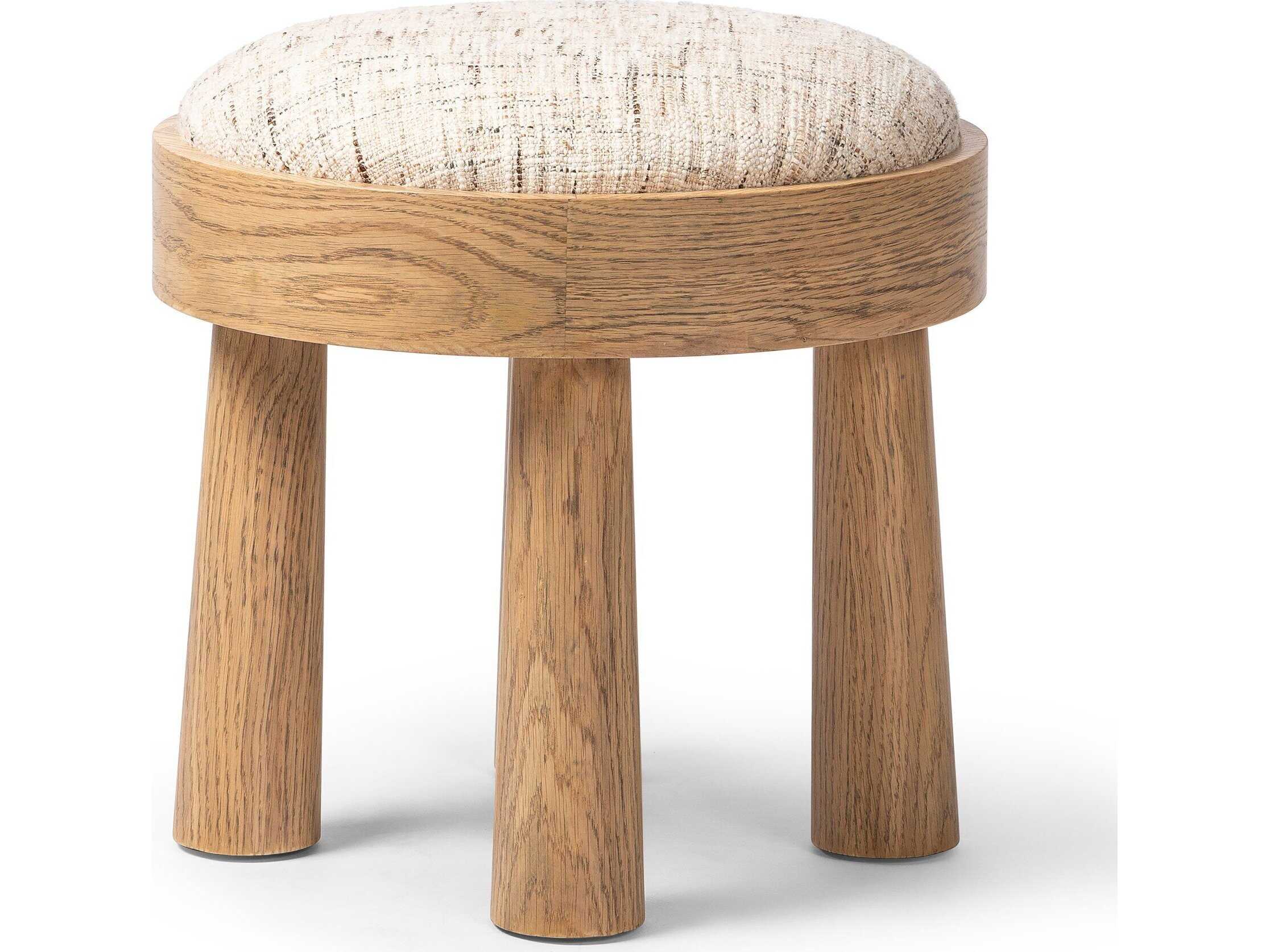 Four Hands Townsend Louise Ostend Natural Upholstered Accent Stool