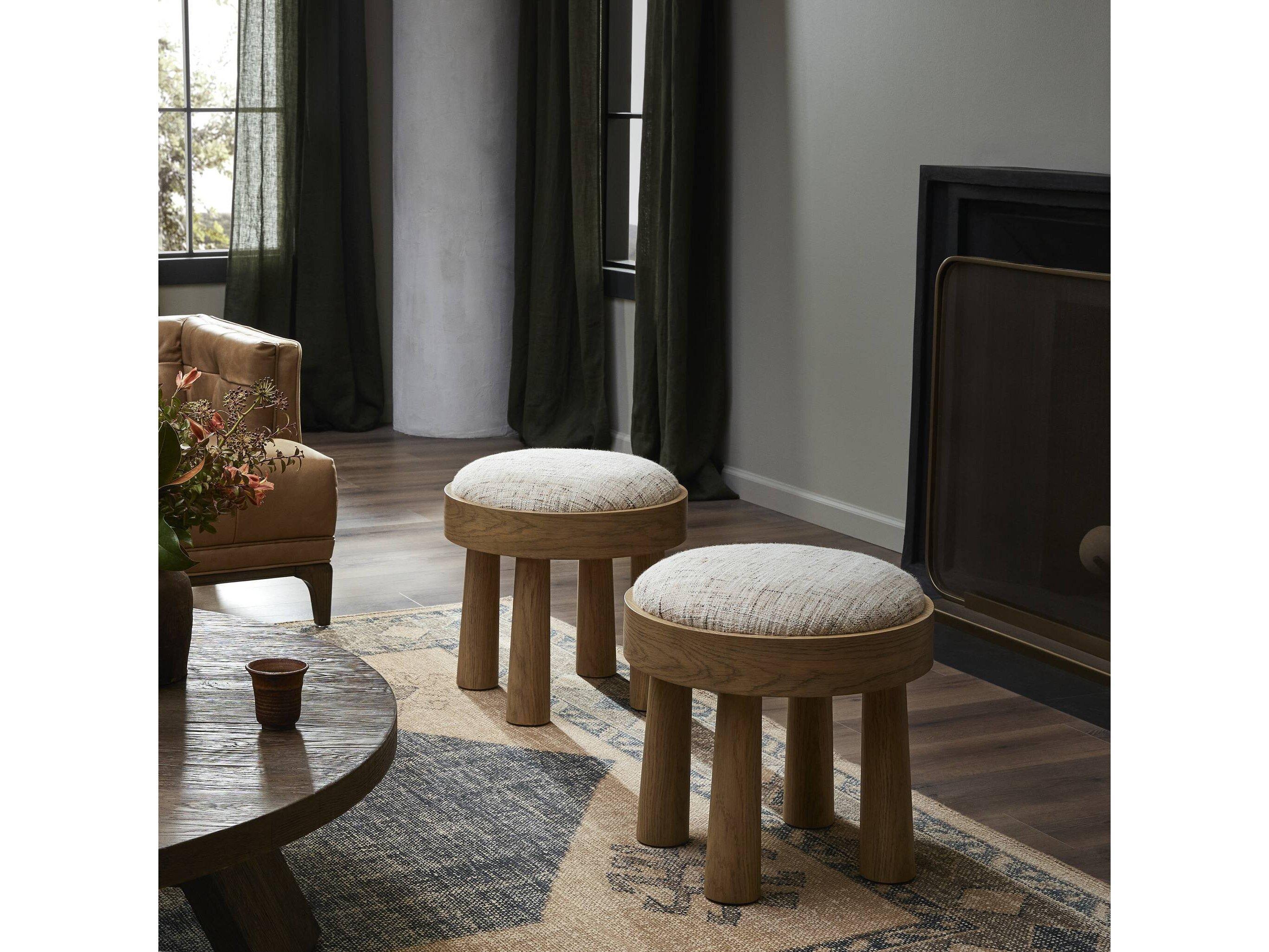 Four Hands Townsend Louise Ostend Natural Upholstered Accent Stool