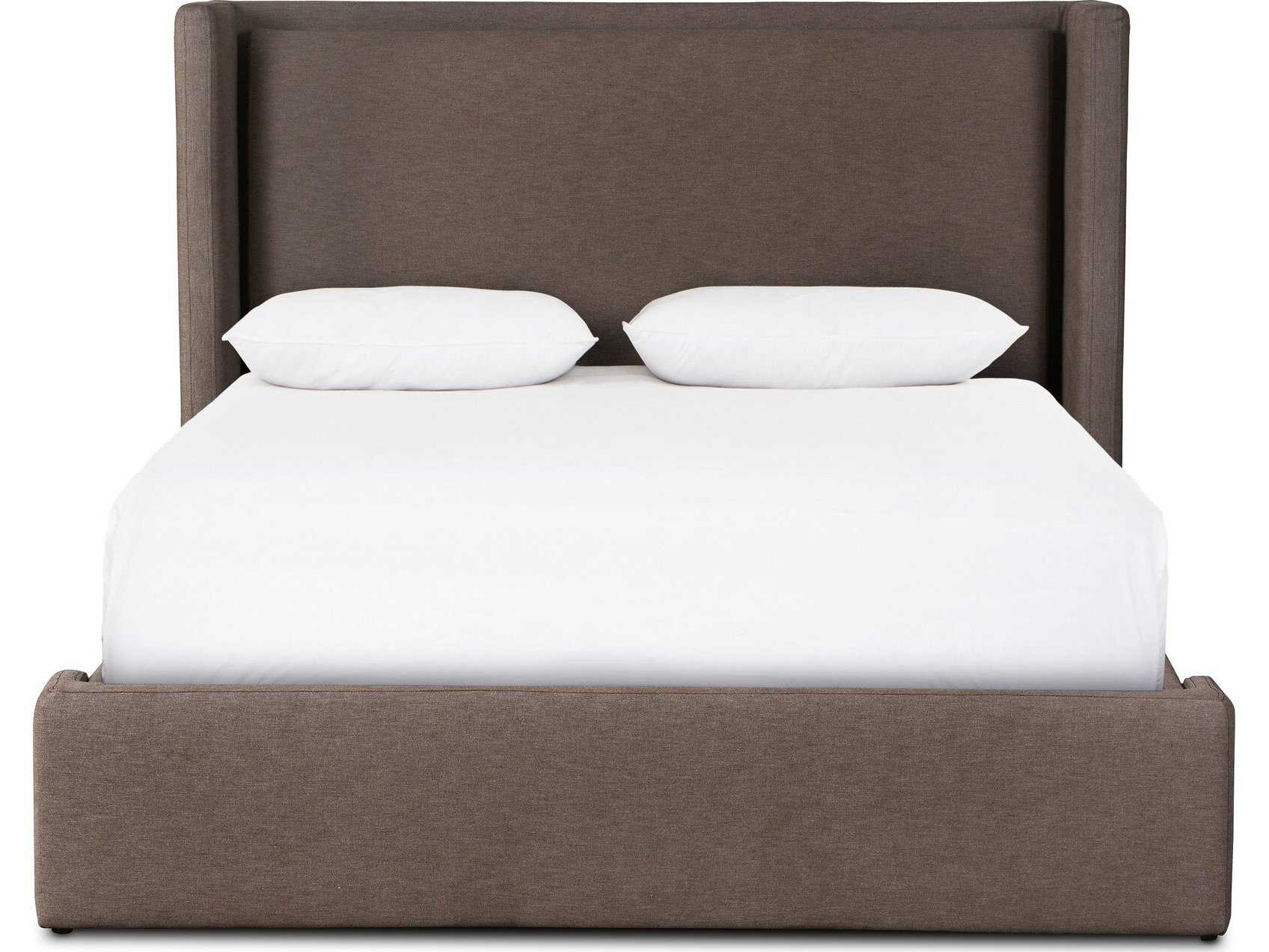 Four Hands Norwood Rhett Mink Brown Upholstered Queen Shelter Bed