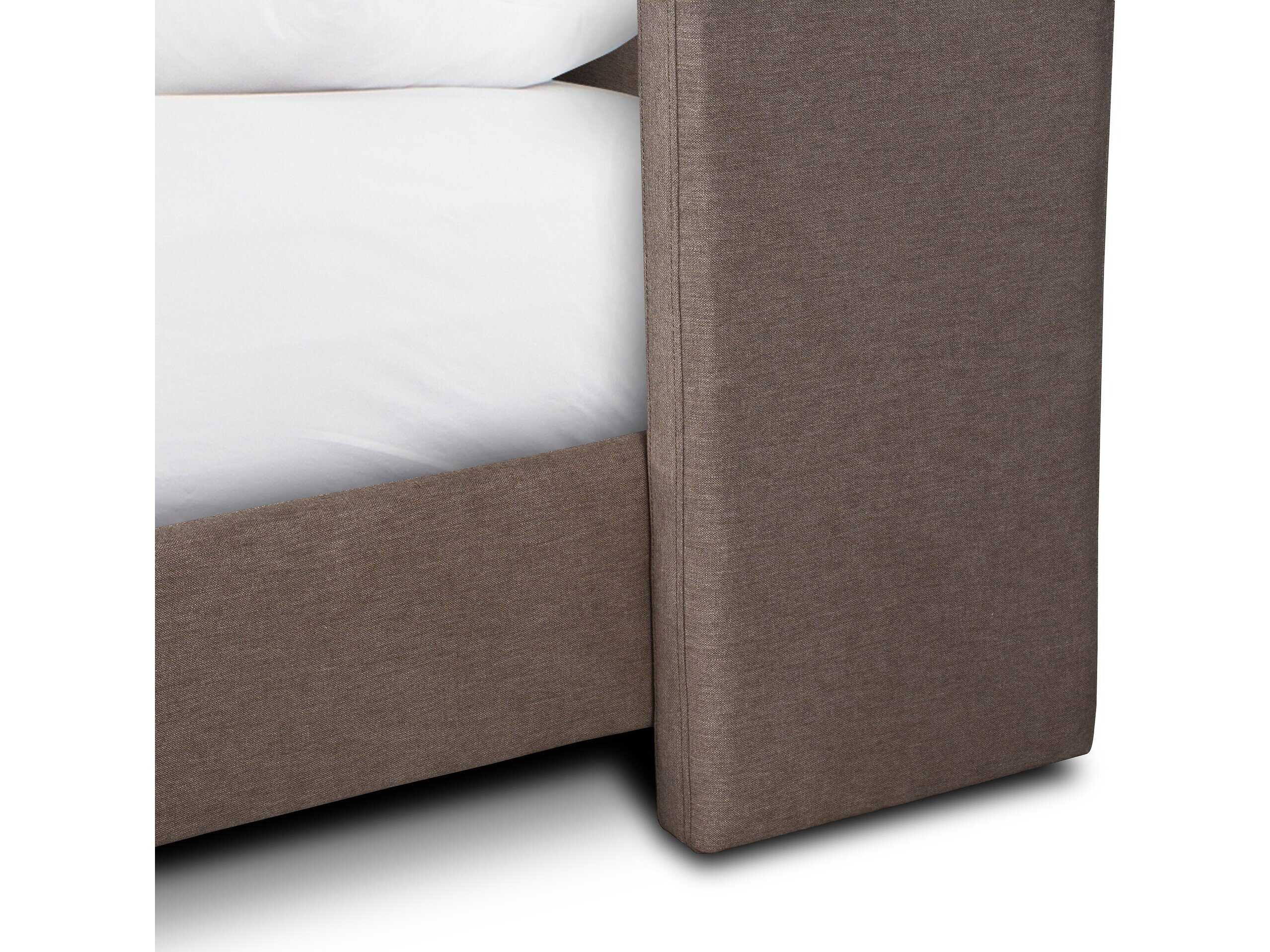 Four Hands Norwood Rhett Mink Brown Upholstered Queen Shelter Bed