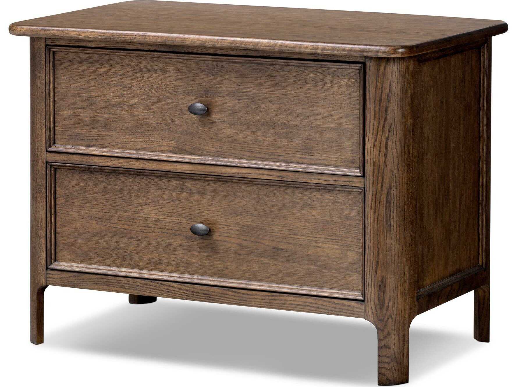 Four Hands Bolton 2-Drawers Brown Oak Wood Nightstand