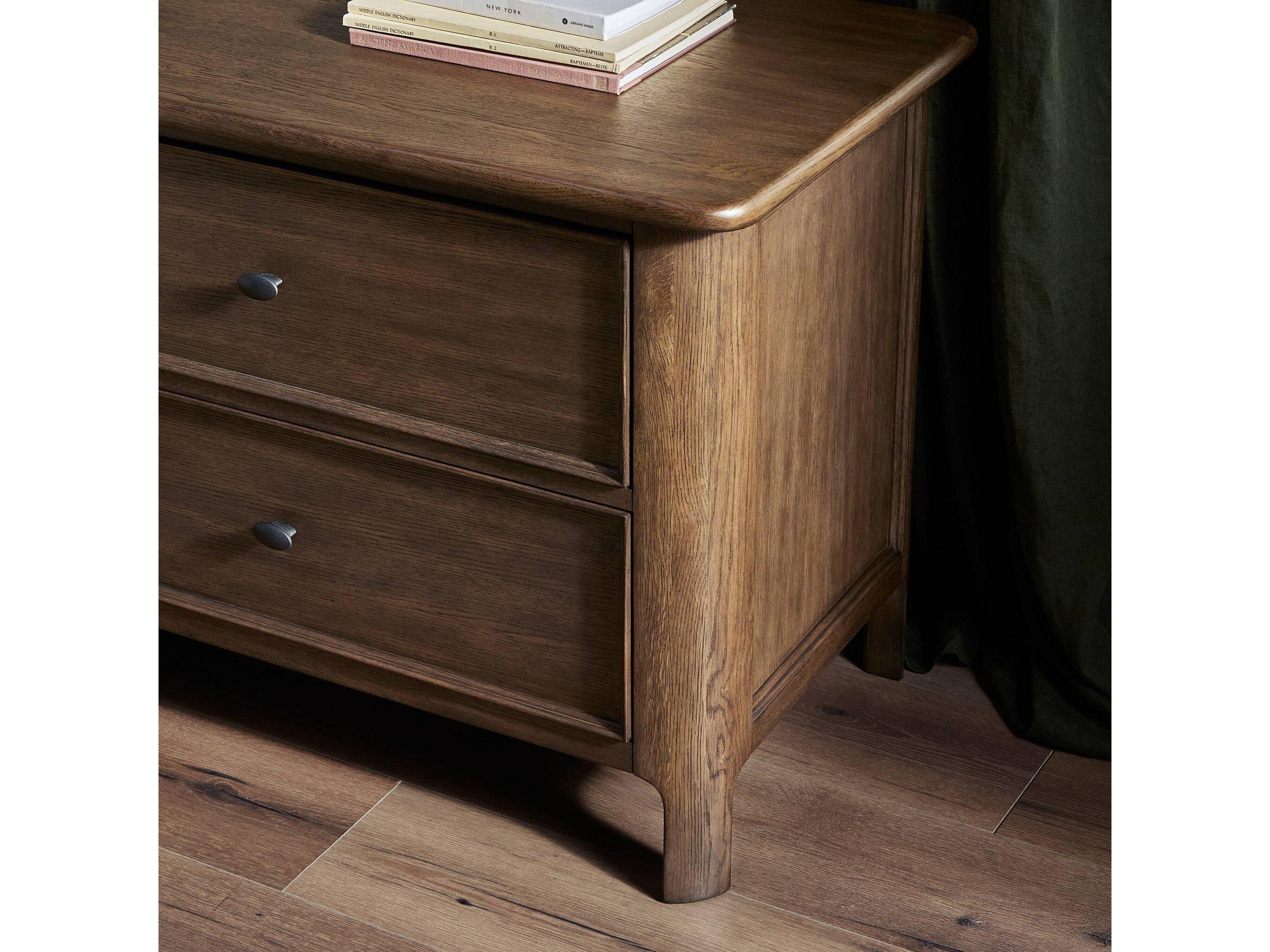 Four Hands Bolton 2-Drawers Brown Oak Wood Nightstand
