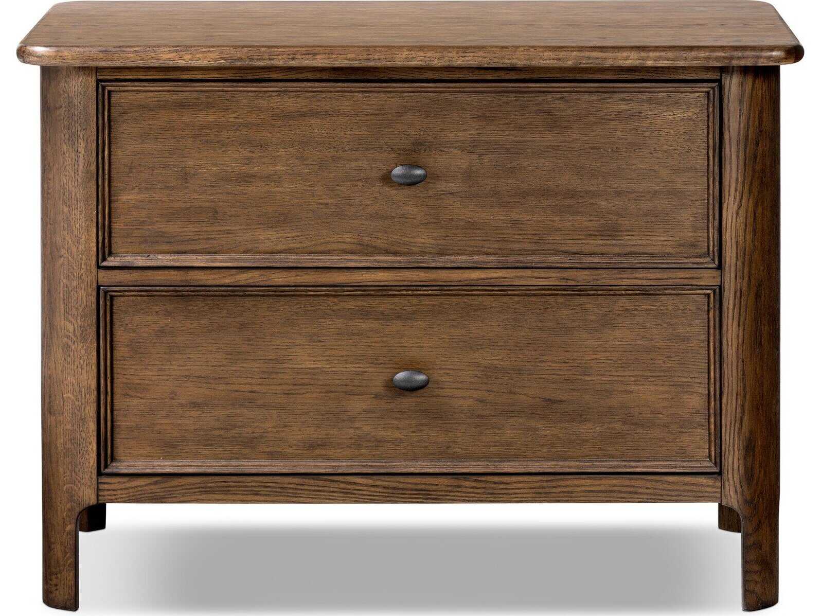 Four Hands Bolton 2-Drawers Brown Oak Wood Nightstand