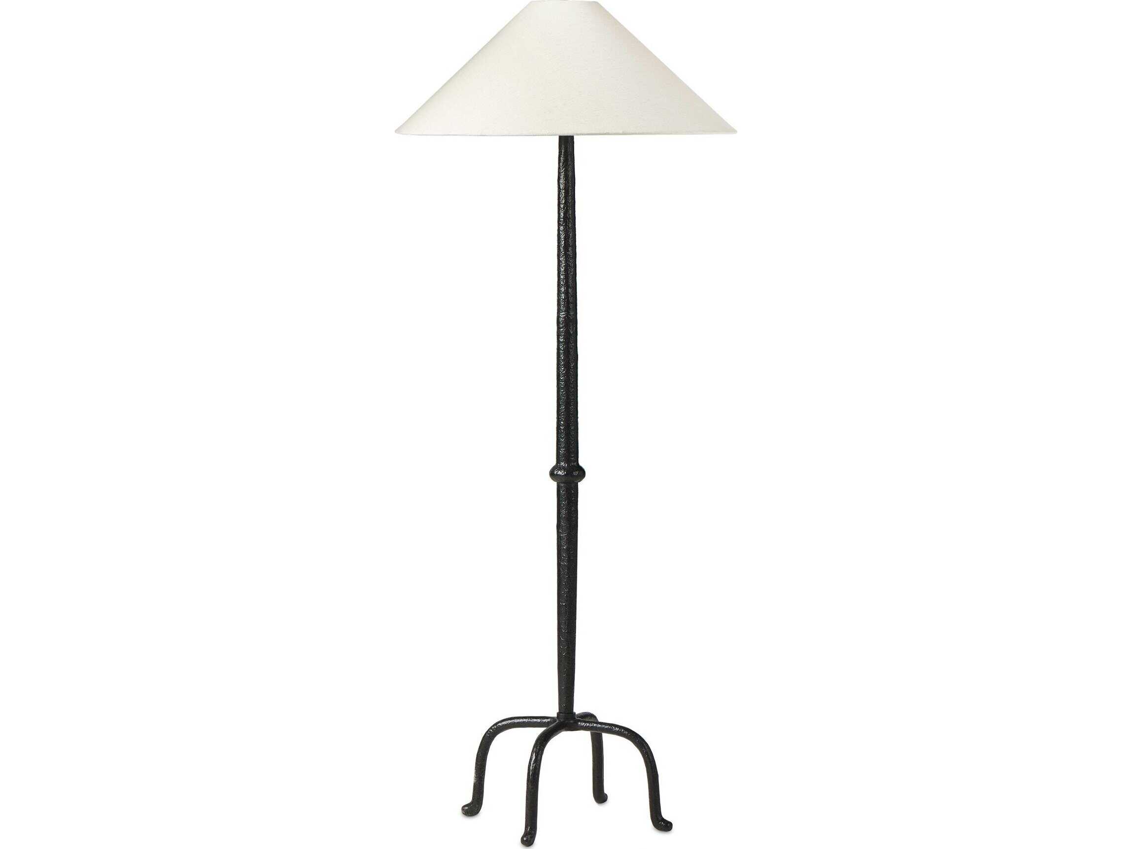 Four Hands Asher Matte Black Cast Aluminum Light Beige Floor Lamp