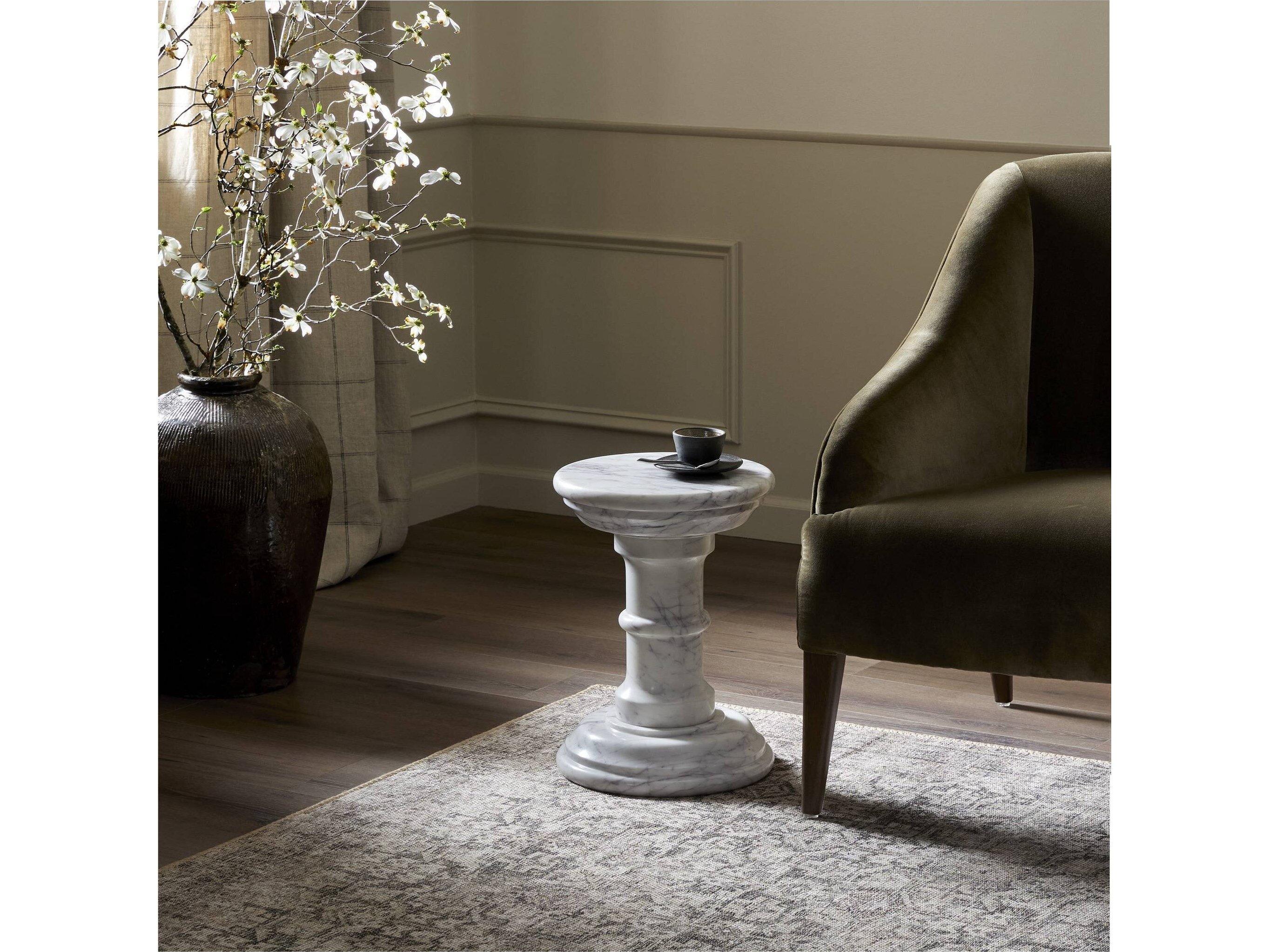 Four Hands Marlow Cyprus Round Marble End Table