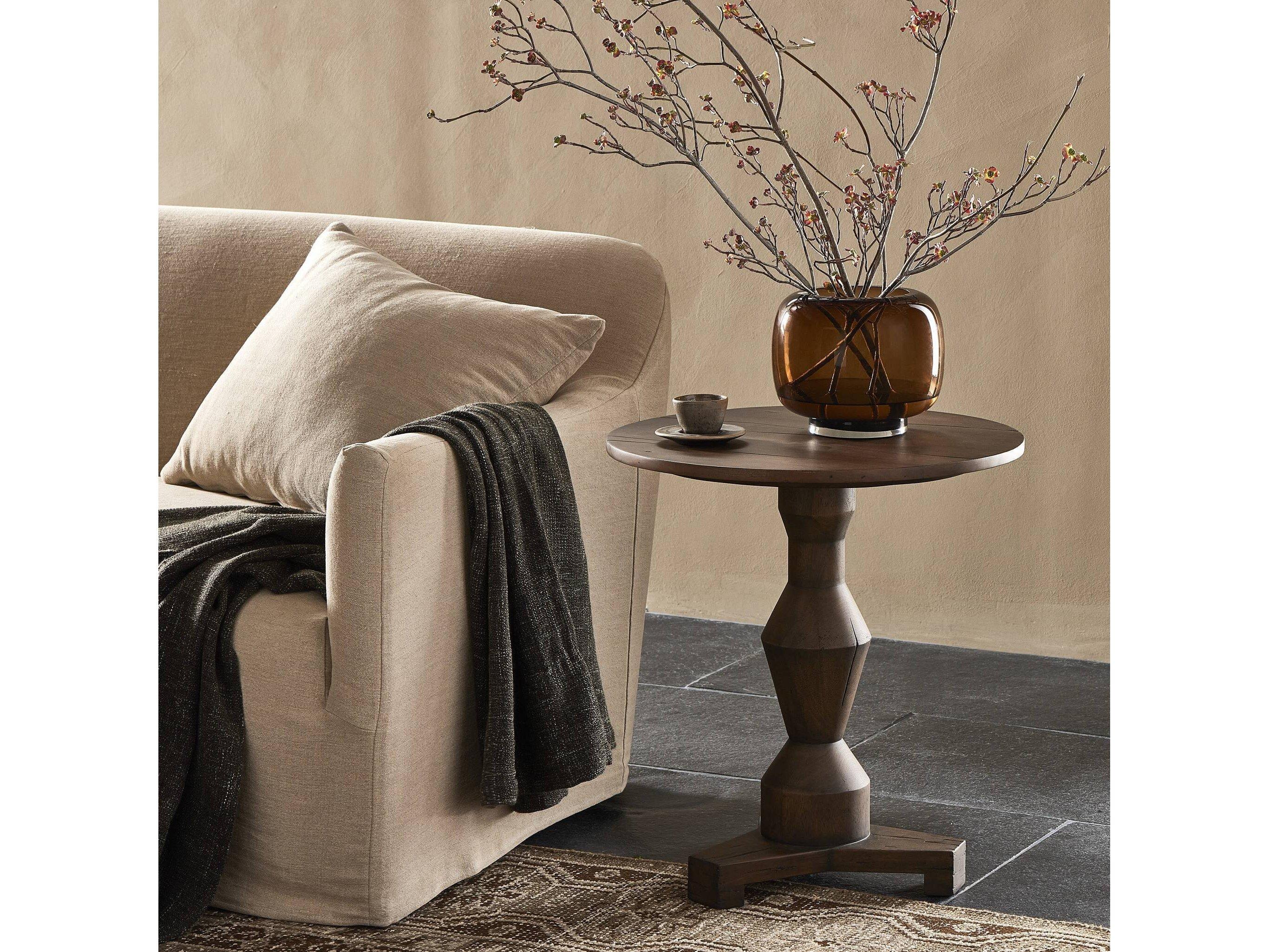 Four Hands Harmon Rivi Round Wood End Table