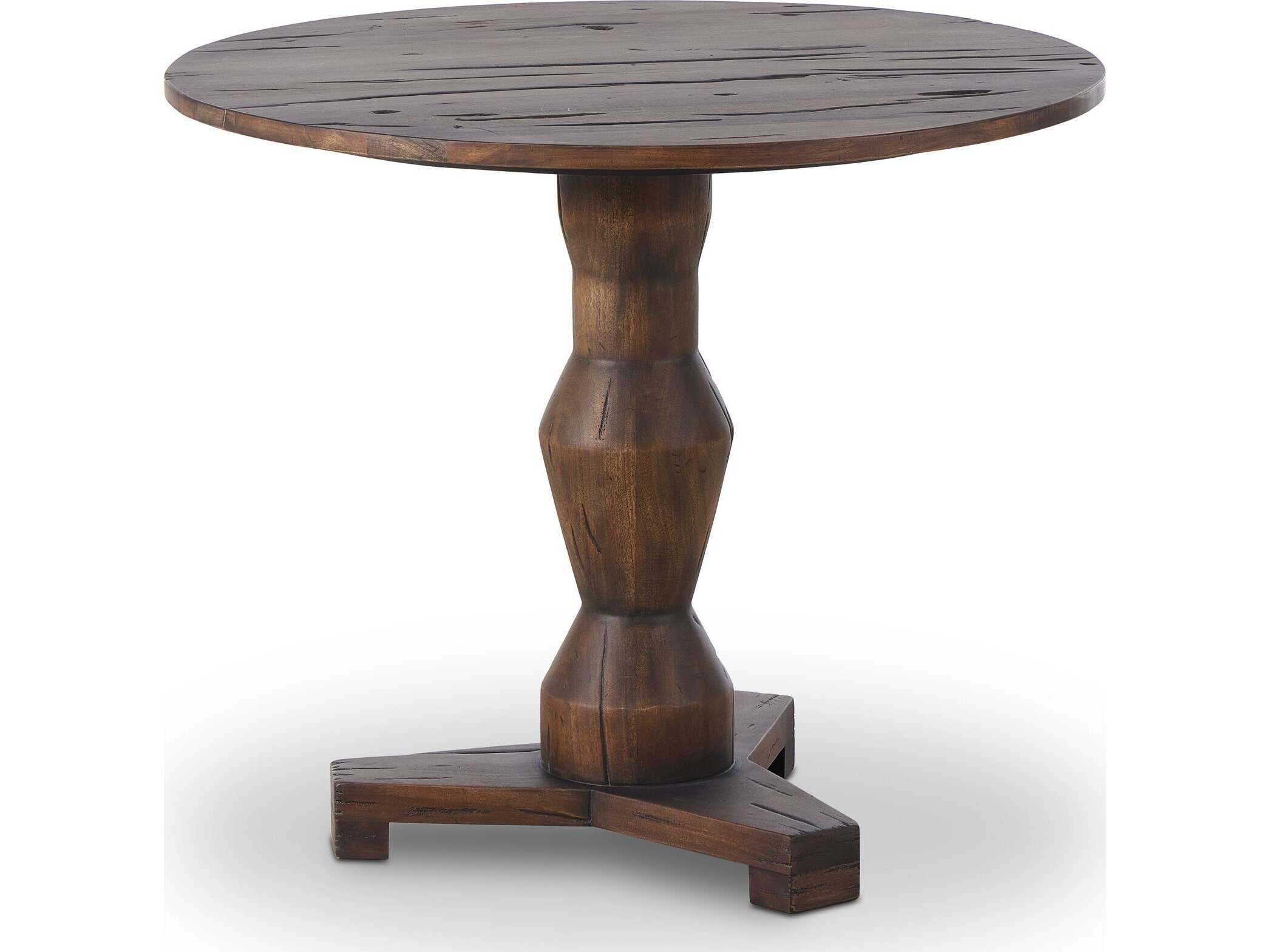Four Hands Theory Round Wood Antique Belgium Bleach End Table