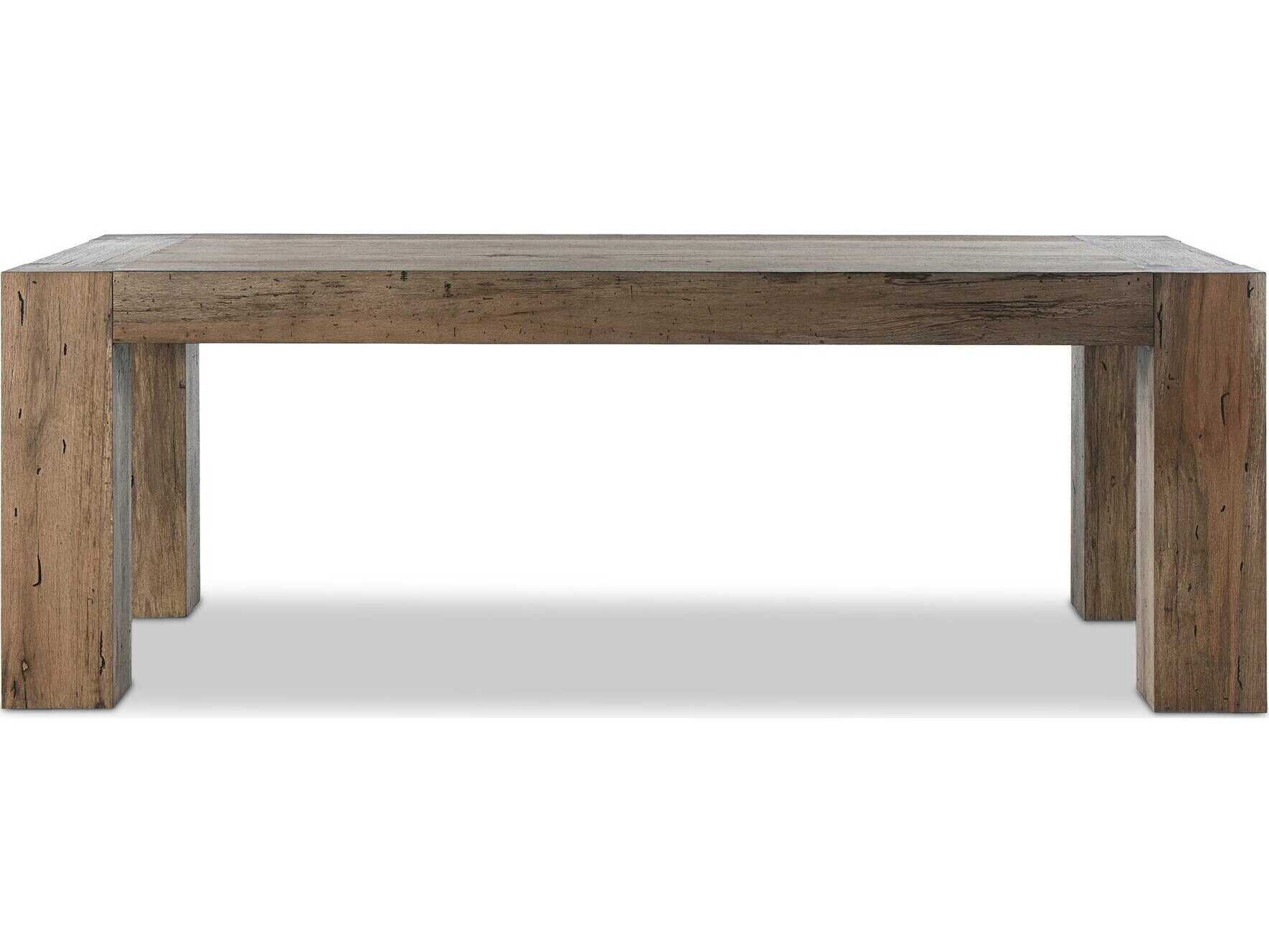 Four Hands Wesson Rectangular Rustic Wormwood Oak Black Mdf Dining Table