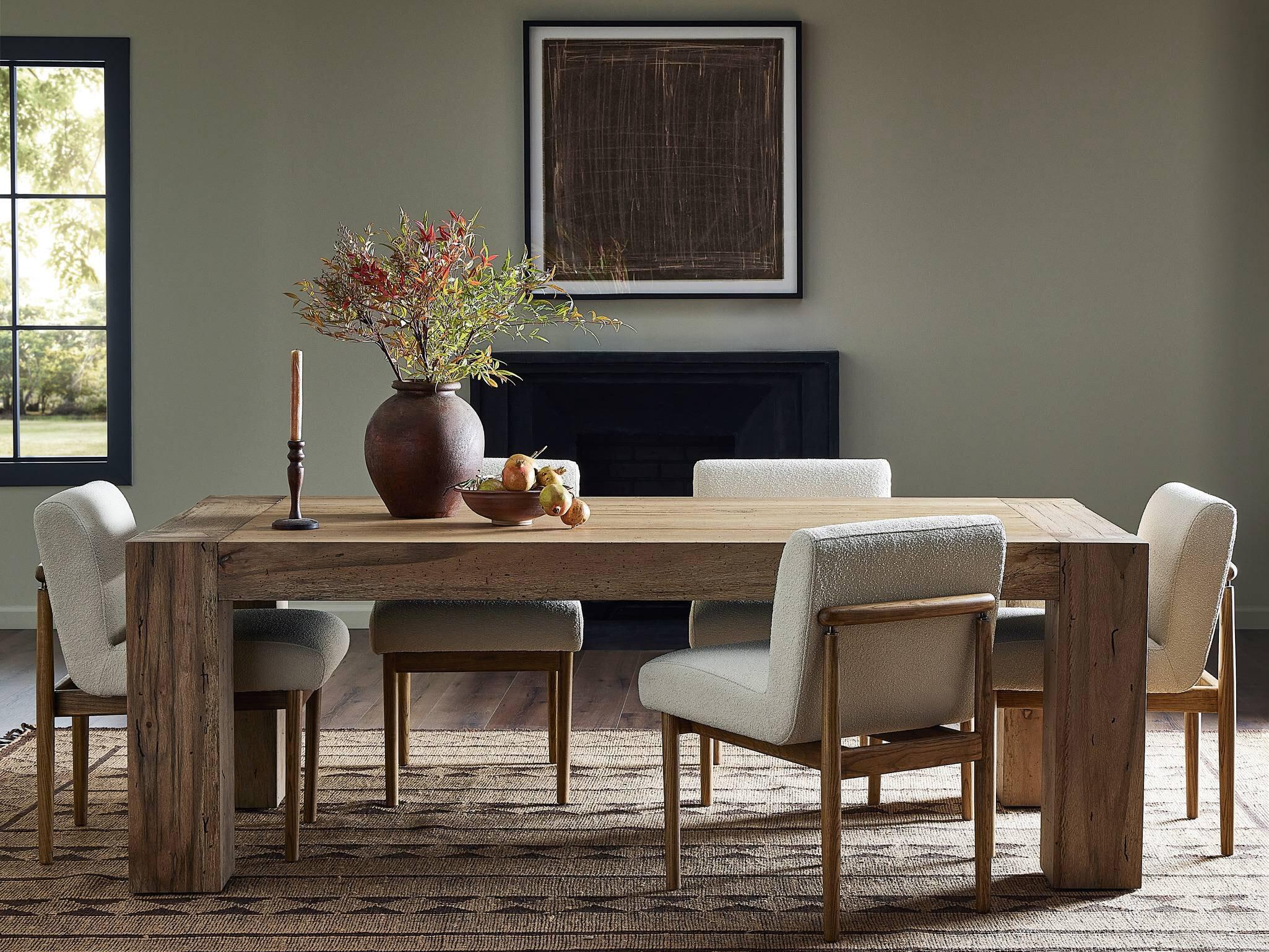 Four Hands Wesson Rectangular Rustic Wormwood Oak Black Mdf Dining Table