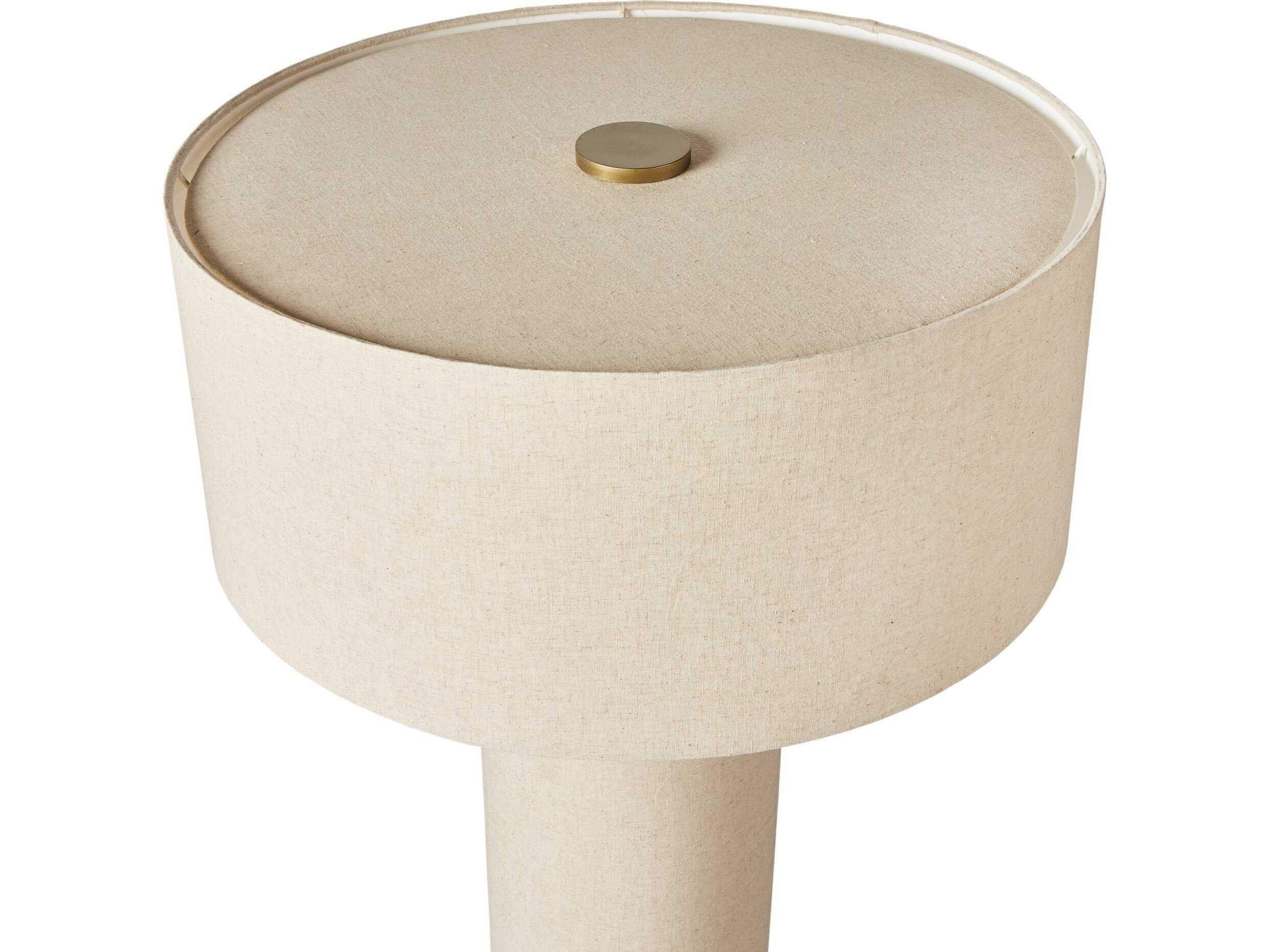 Four Hands Asher Flax Linen Antique Brass Iron White Floor Lamp