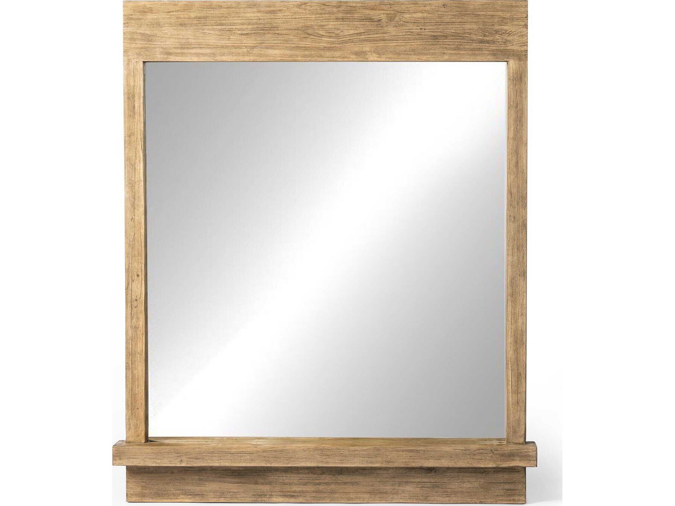 Four Hands Wells Ledge Rectangular Distressed Light Pine Wall Mirror