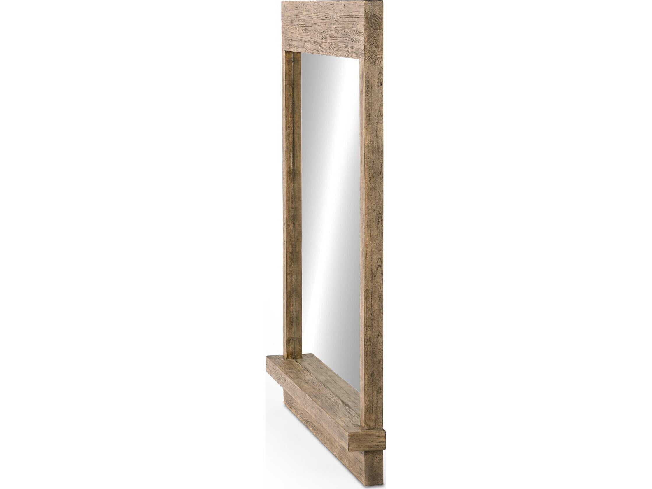 Four Hands Wells Ledge Rectangular Distressed Light Pine Wall Mirror