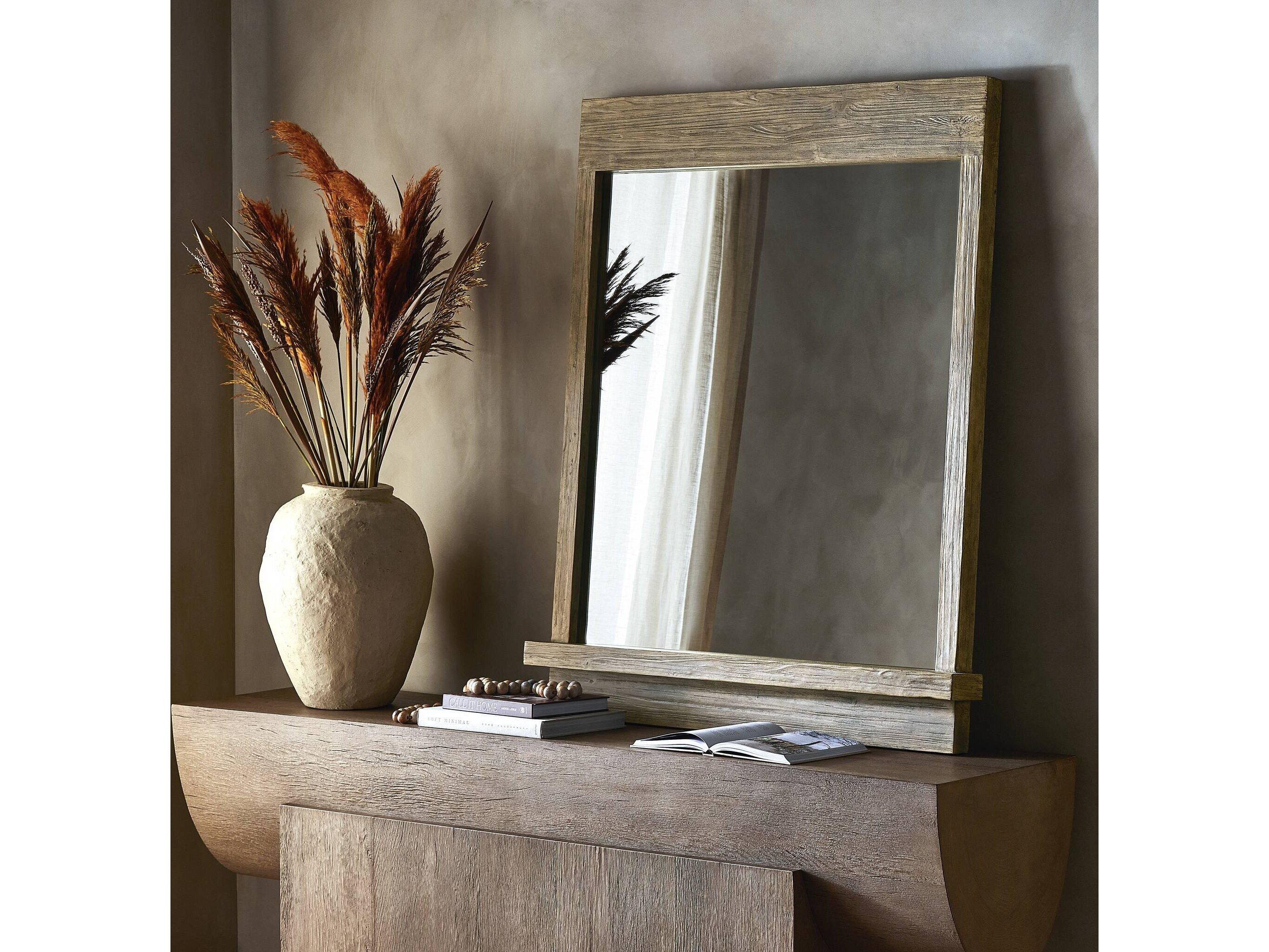 Four Hands Wells Ledge Rectangular Distressed Light Pine Wall Mirror