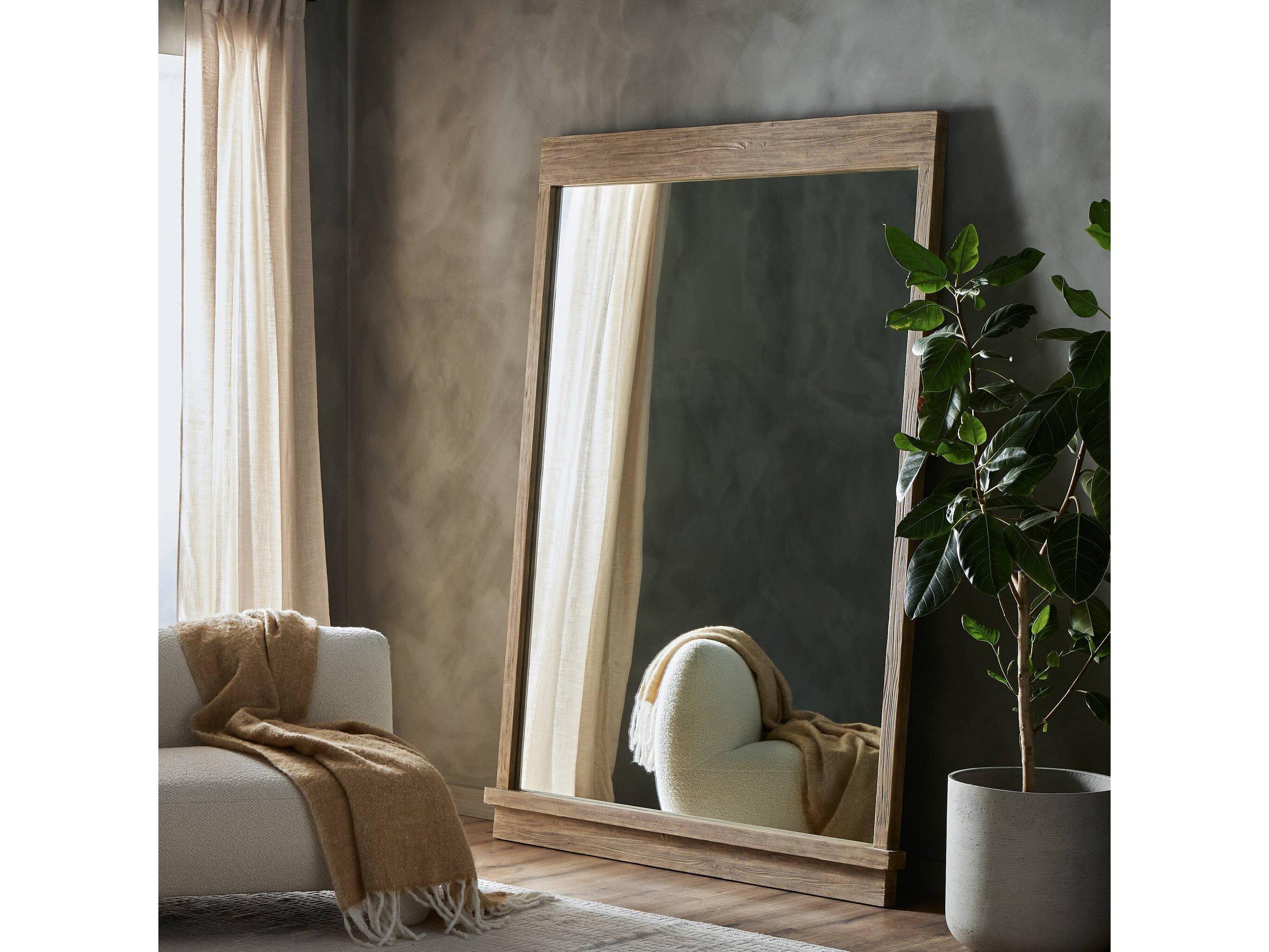 Four Hands Wells Ledge Rectangular Distressed Light Pine Floor Mirror