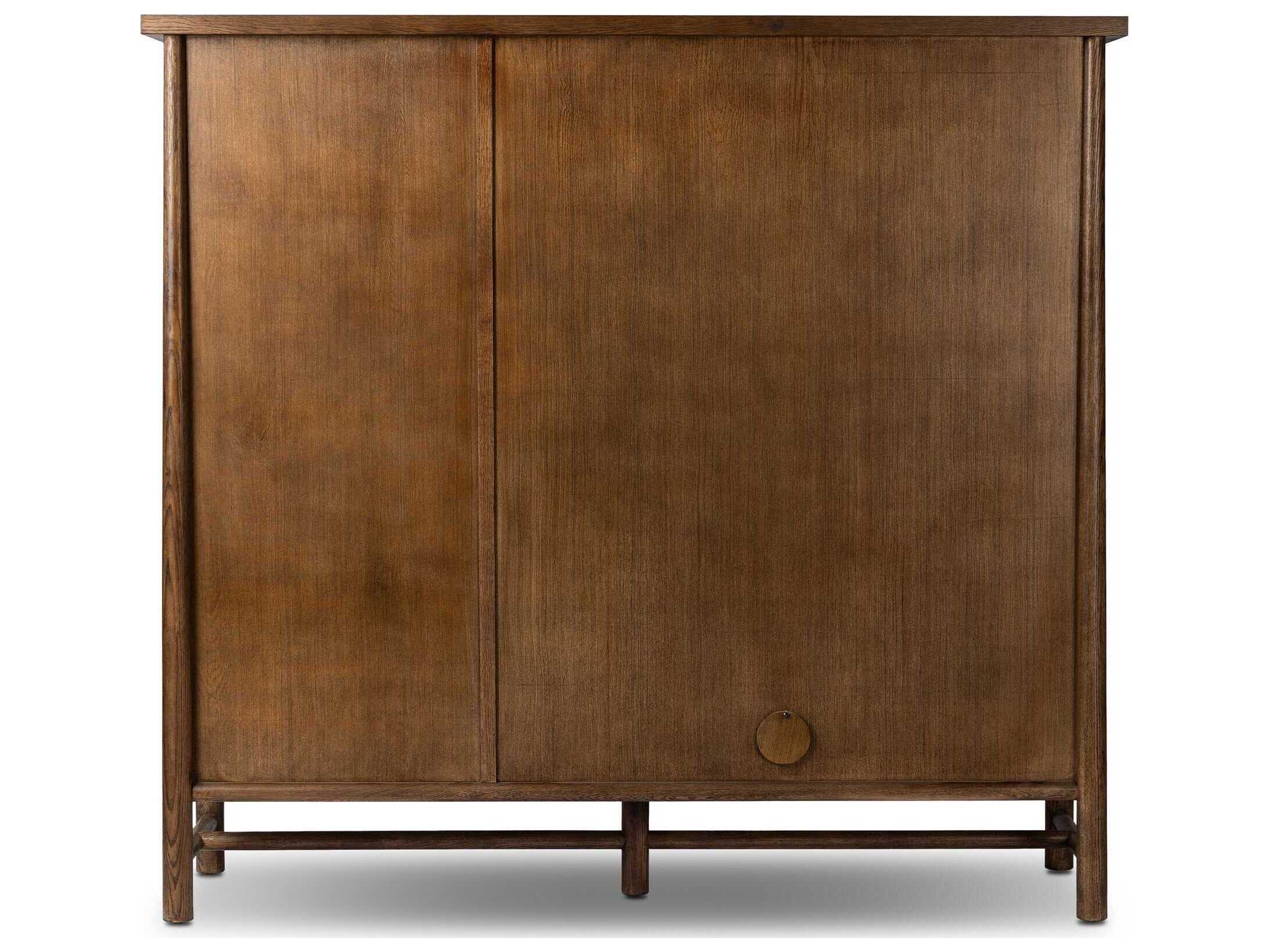 Four Hands Wells Dark Toasted Oak Veneer Brown Wood Accent Chest