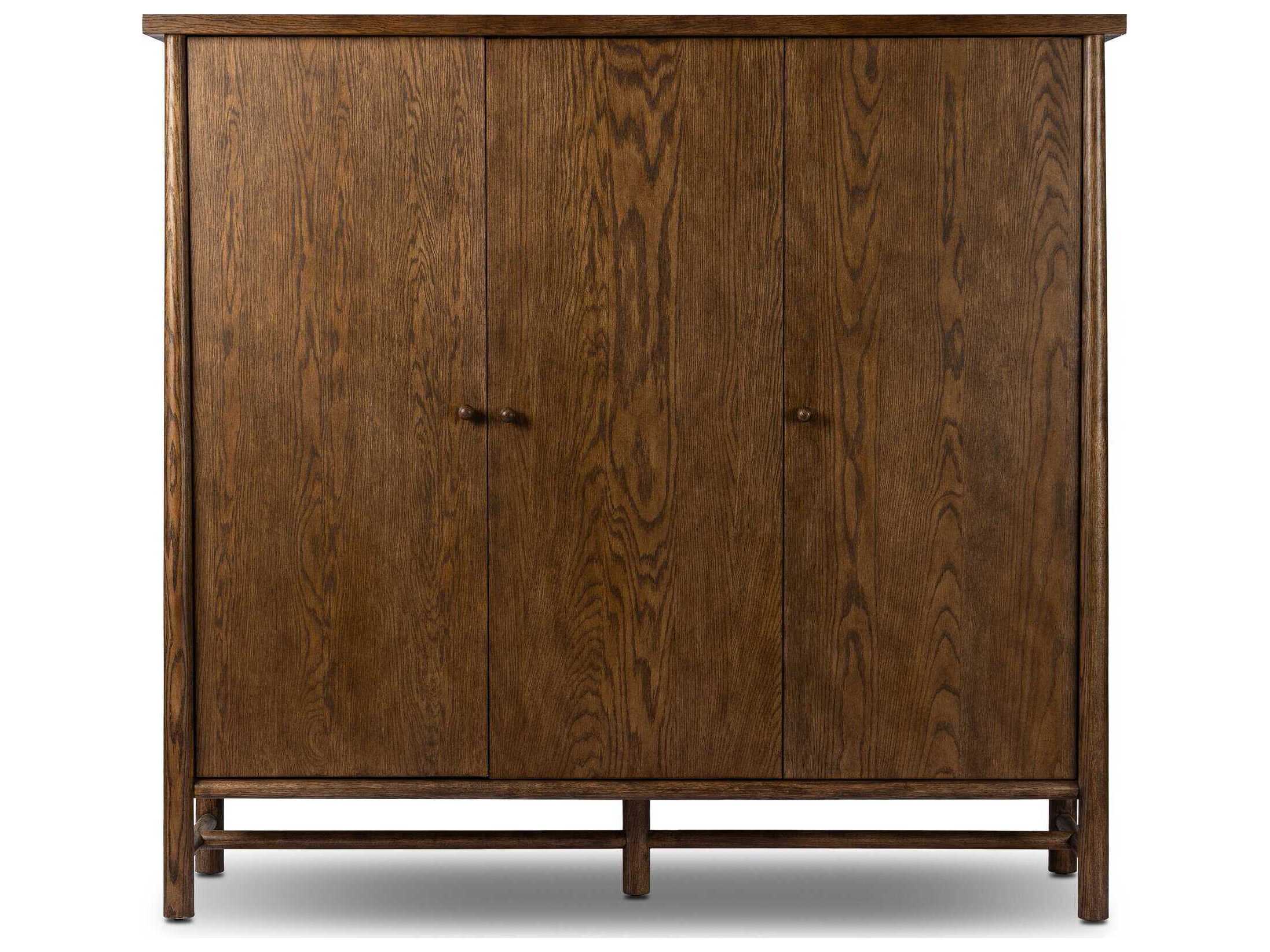 Four Hands Wells Dark Toasted Oak Veneer Brown Wood Accent Chest