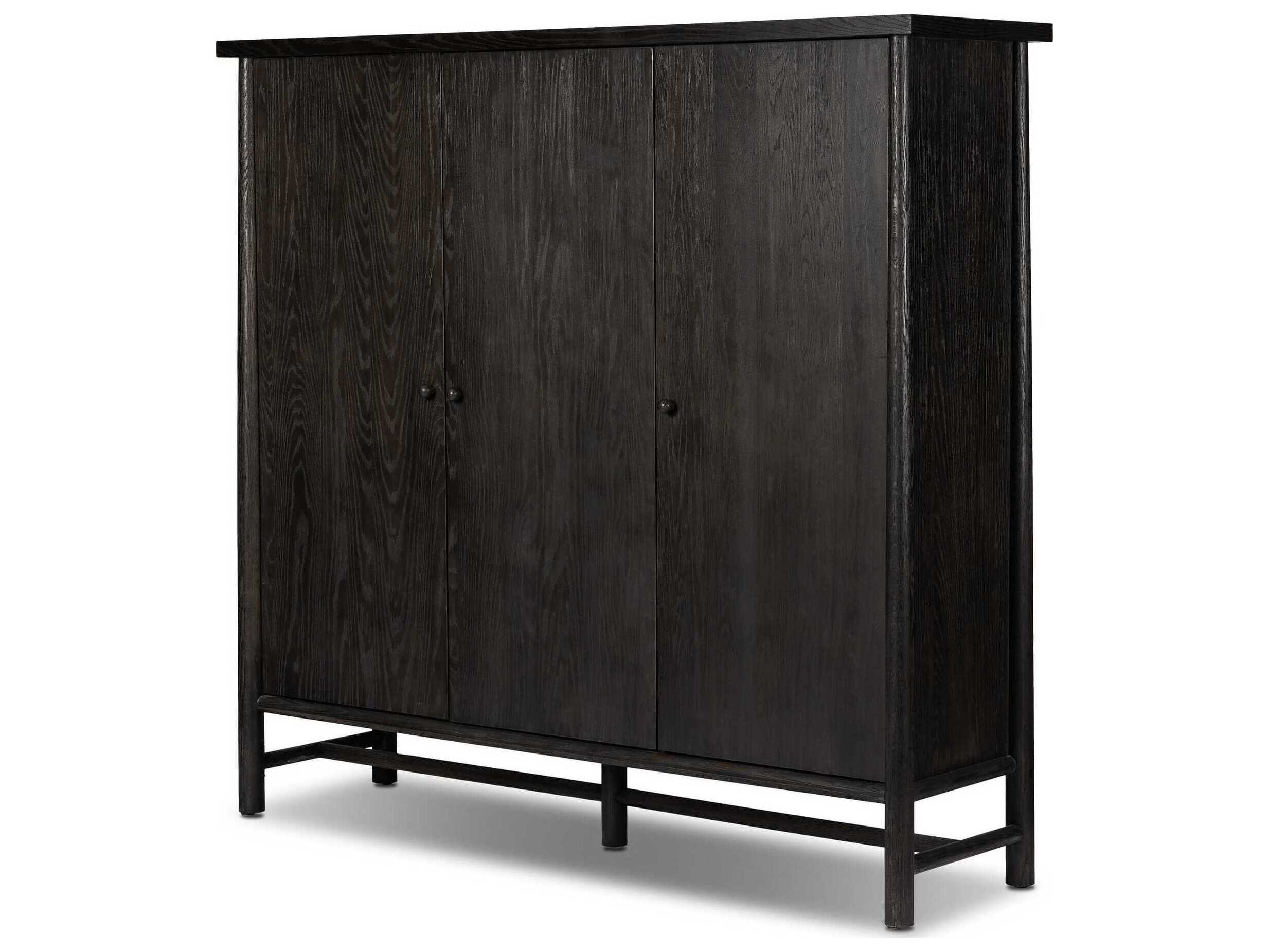 Four Hands Wells Charcoal Oak Veneer Black Wood Accent Chest