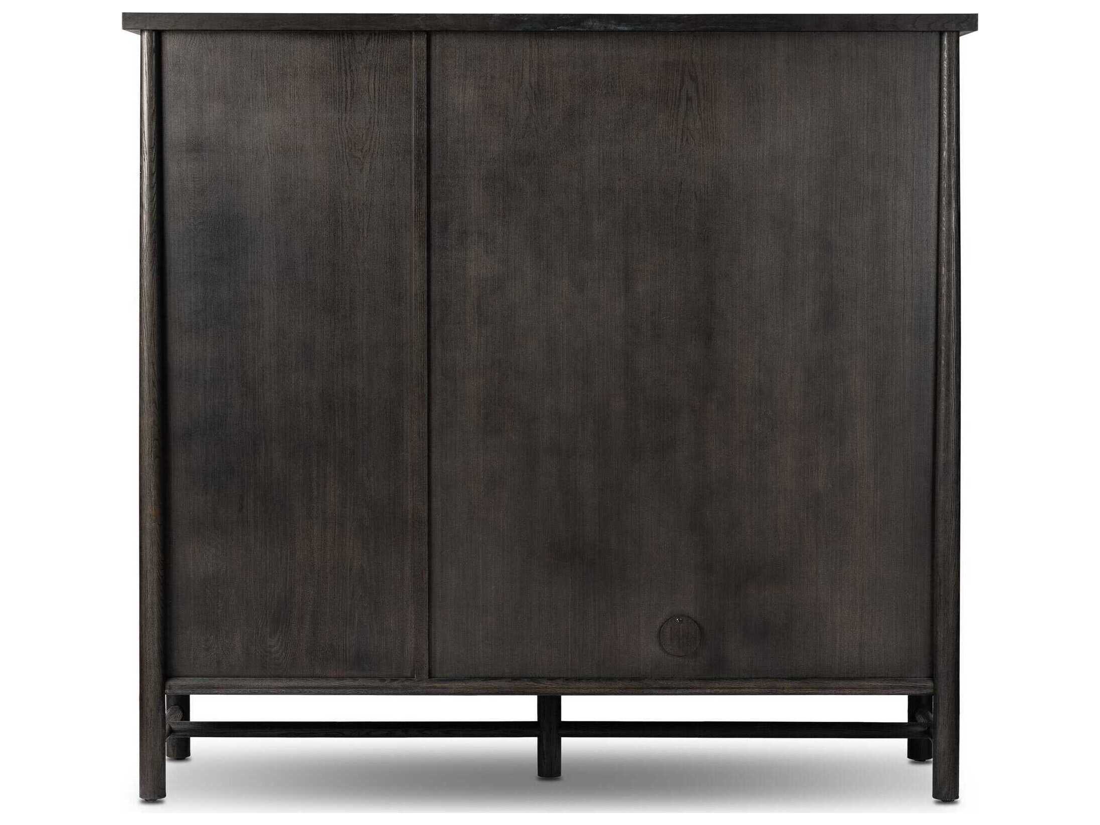Four Hands Wells Charcoal Oak Veneer Black Wood Accent Chest