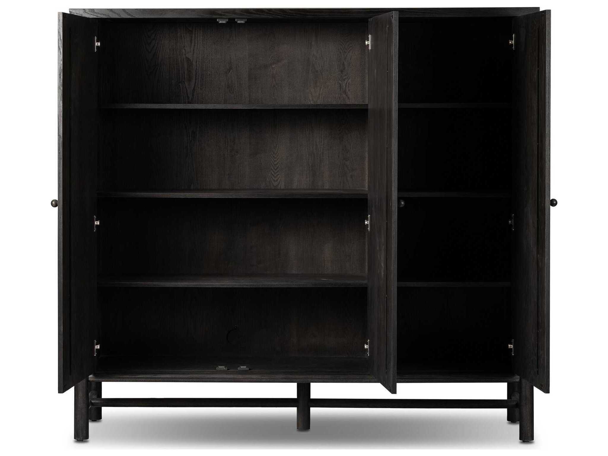 Four Hands Wells Charcoal Oak Veneer Black Wood Accent Chest