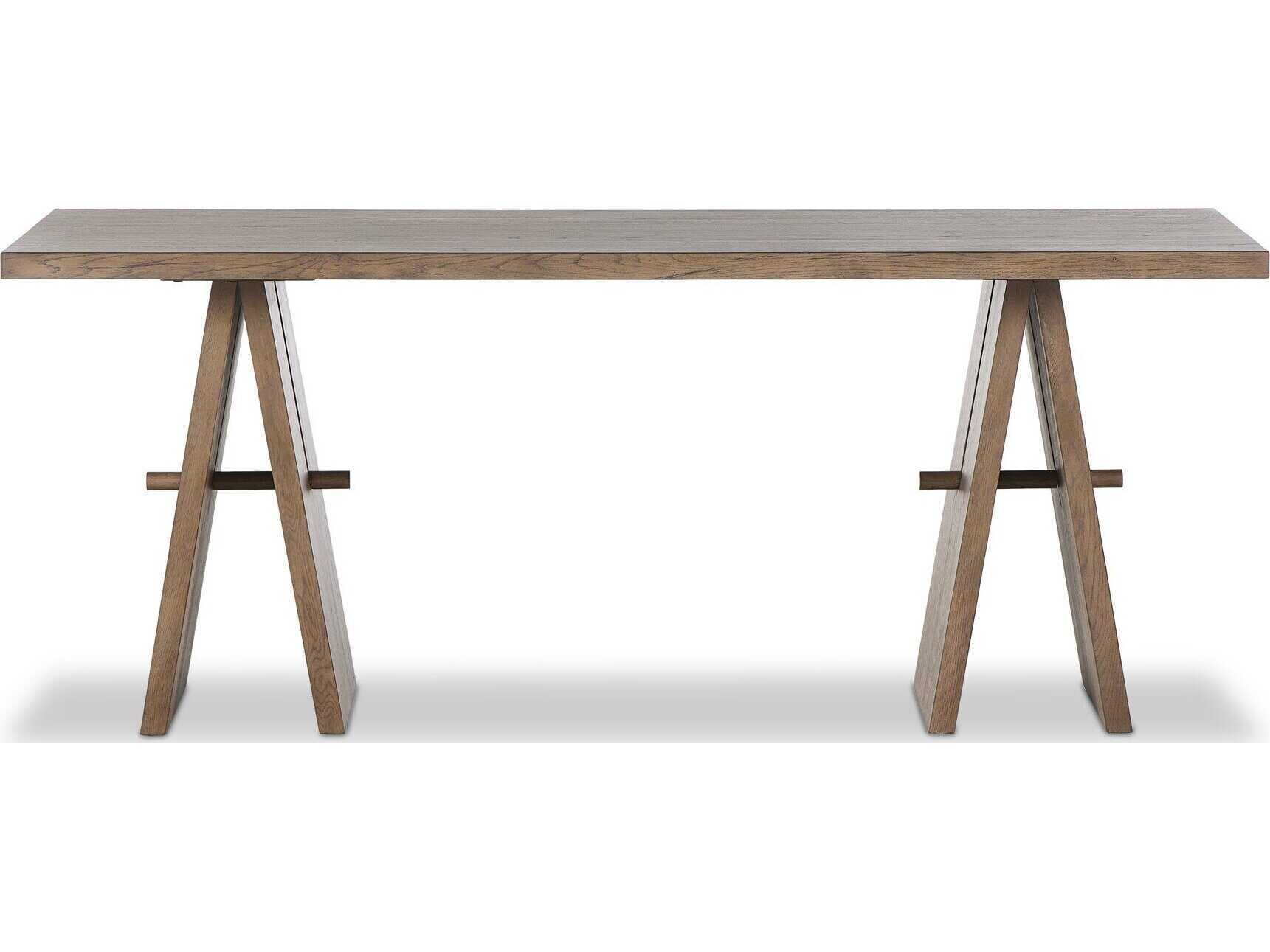 Four Hands Haiden Rustic Grey Veneer Brown Oak Wood Computer Desk