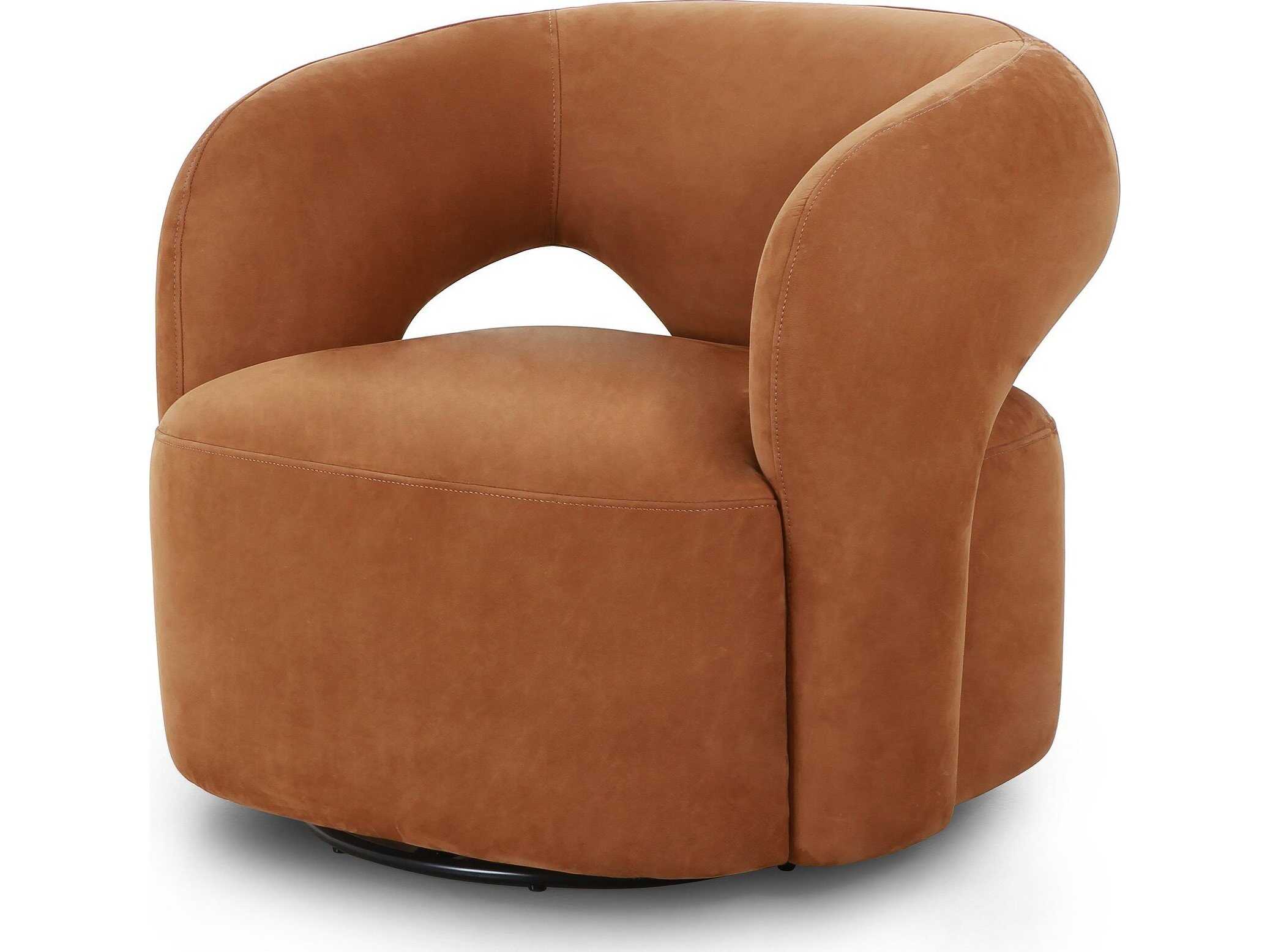 Four Hands Grayson Mazie Nubuck Cognac Swivel Chair