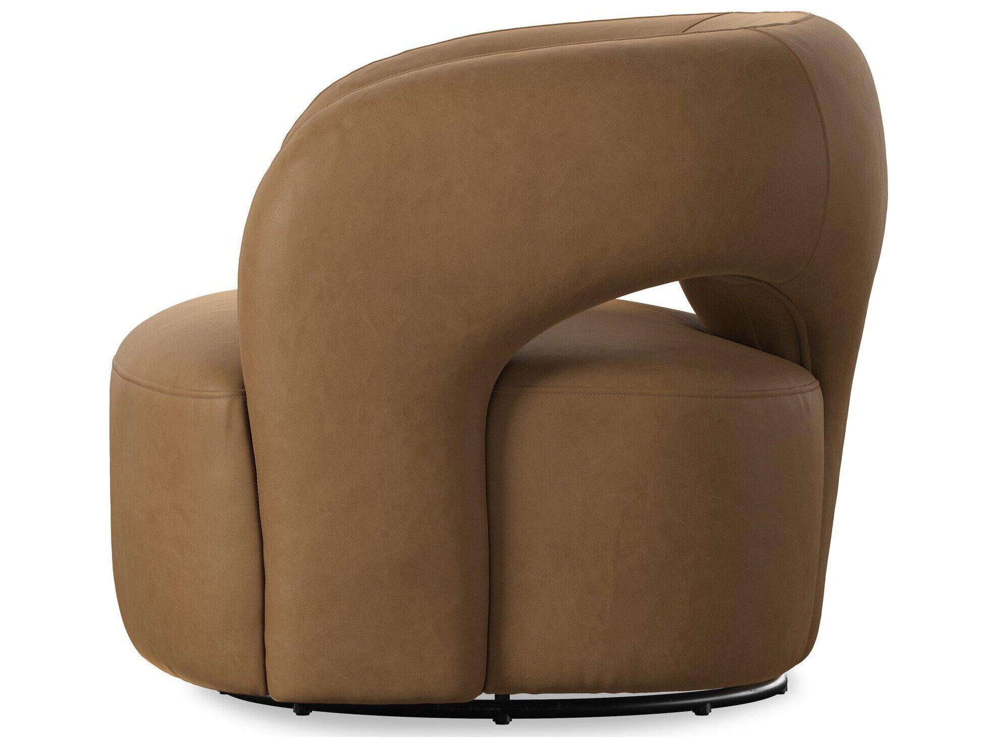 Four Hands Grayson Swivel Maestro Camel Leather Accent Chair