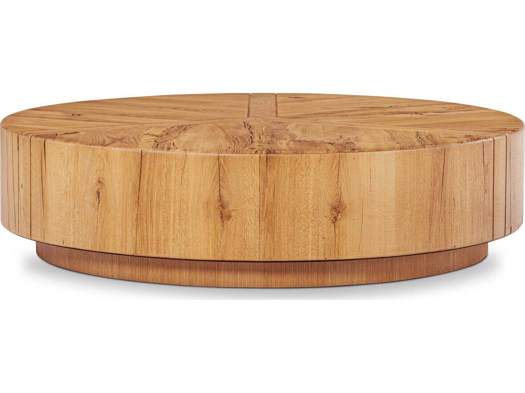 Four Hands Bina Round Wood Natural Reclaimed French Oak Coffee Table