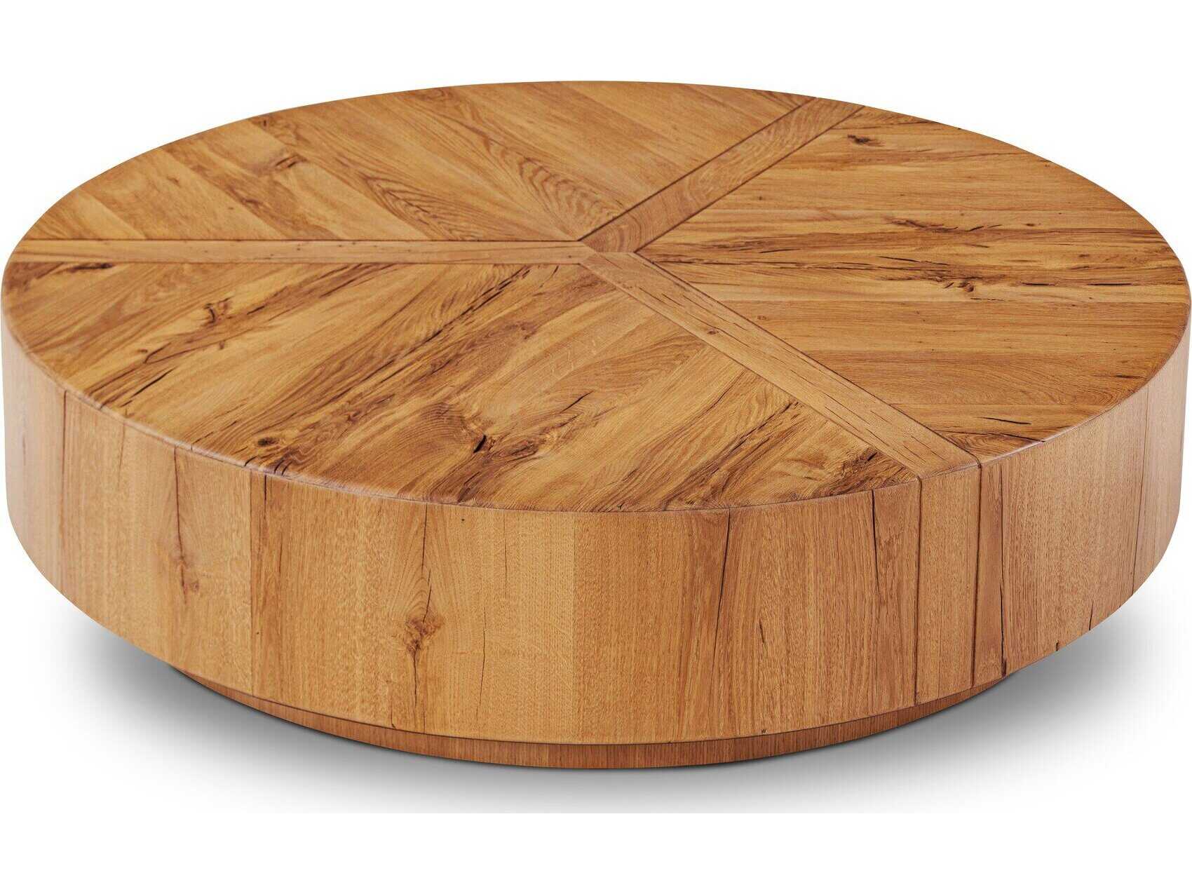 Four Hands Bina Round Wood Natural Reclaimed French Oak Coffee Table
