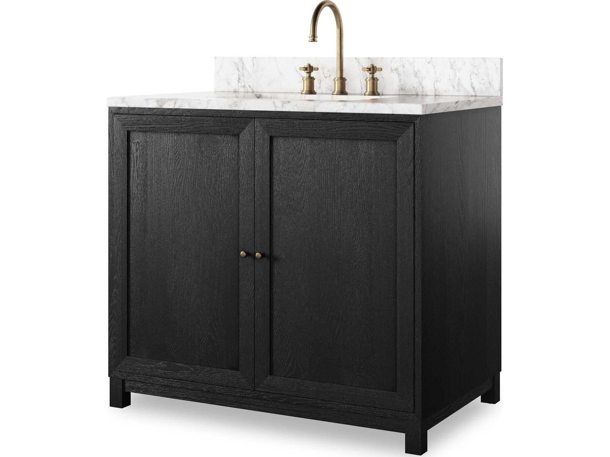 Four Hands Millie Single Vanity - Satin Drifted Black Veneer