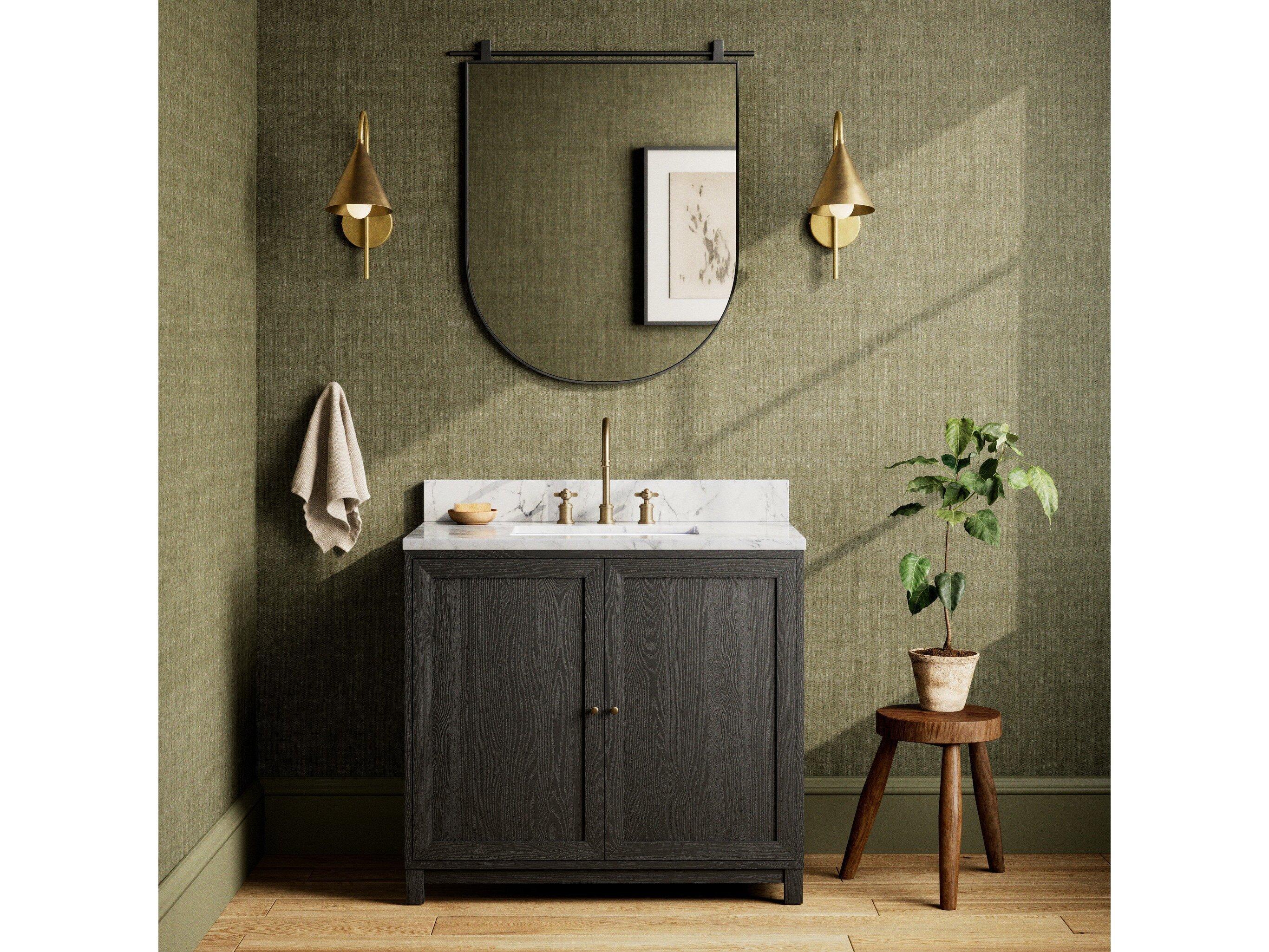 Four Hands Millie Single Vanity - Satin Drifted Black Veneer