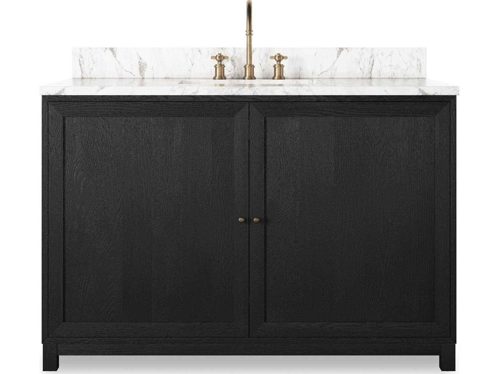 Four Hands Millie Single Wide Vanity - Satin Drifted Black Veneer