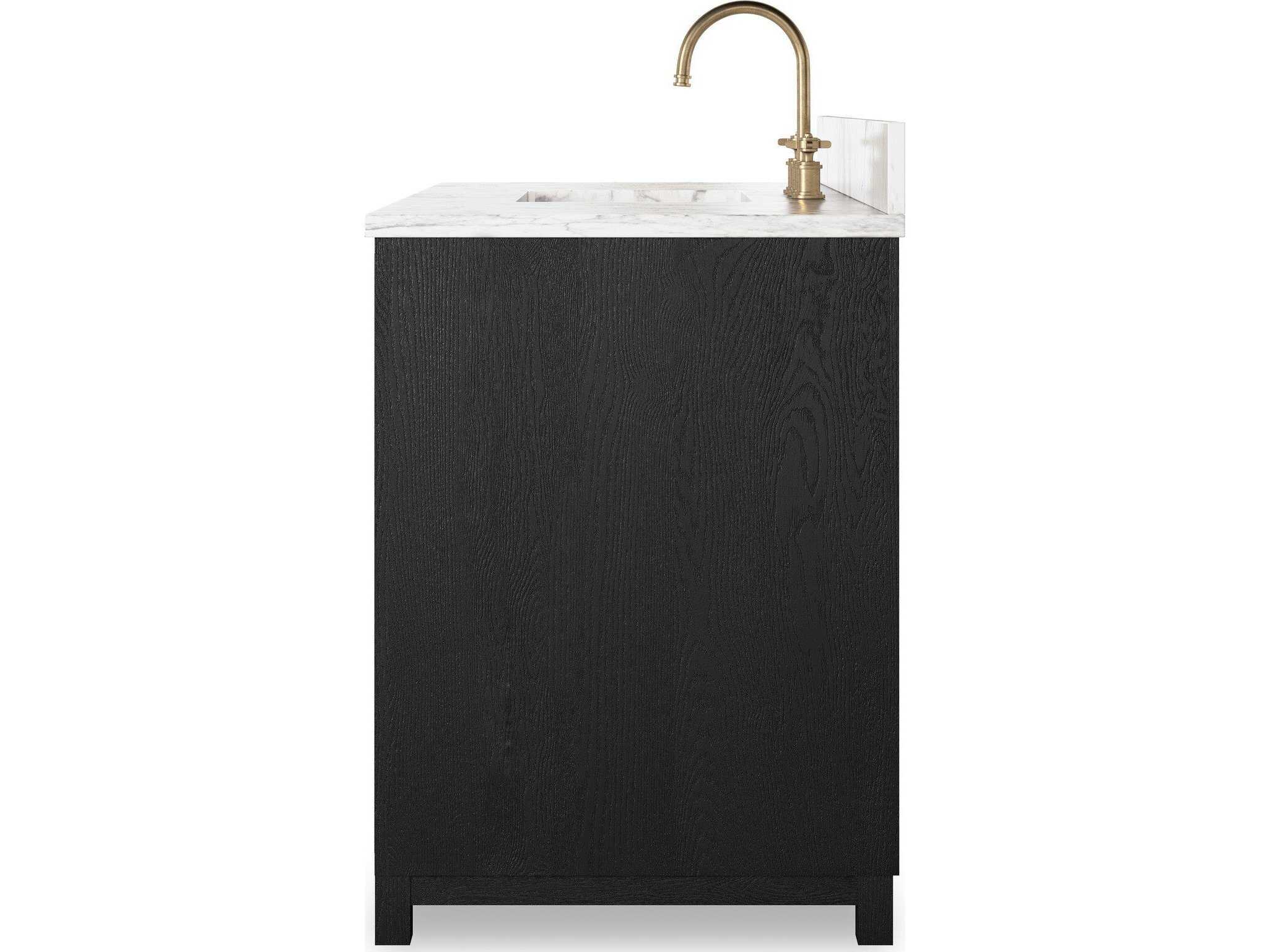 Four Hands Millie Single Wide Vanity - Satin Drifted Black Veneer
