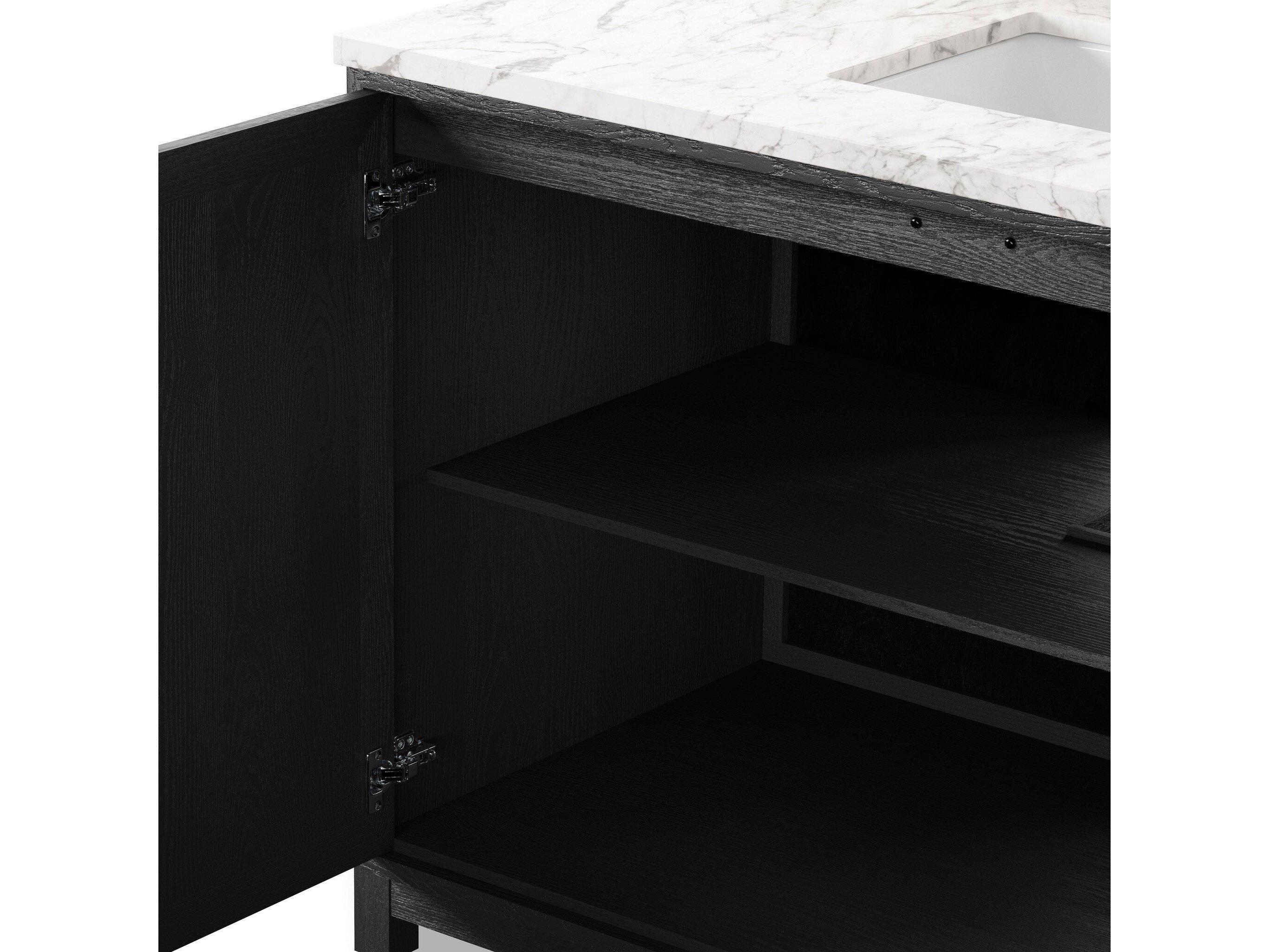 Four Hands Millie Single Wide Vanity - Satin Drifted Black Veneer